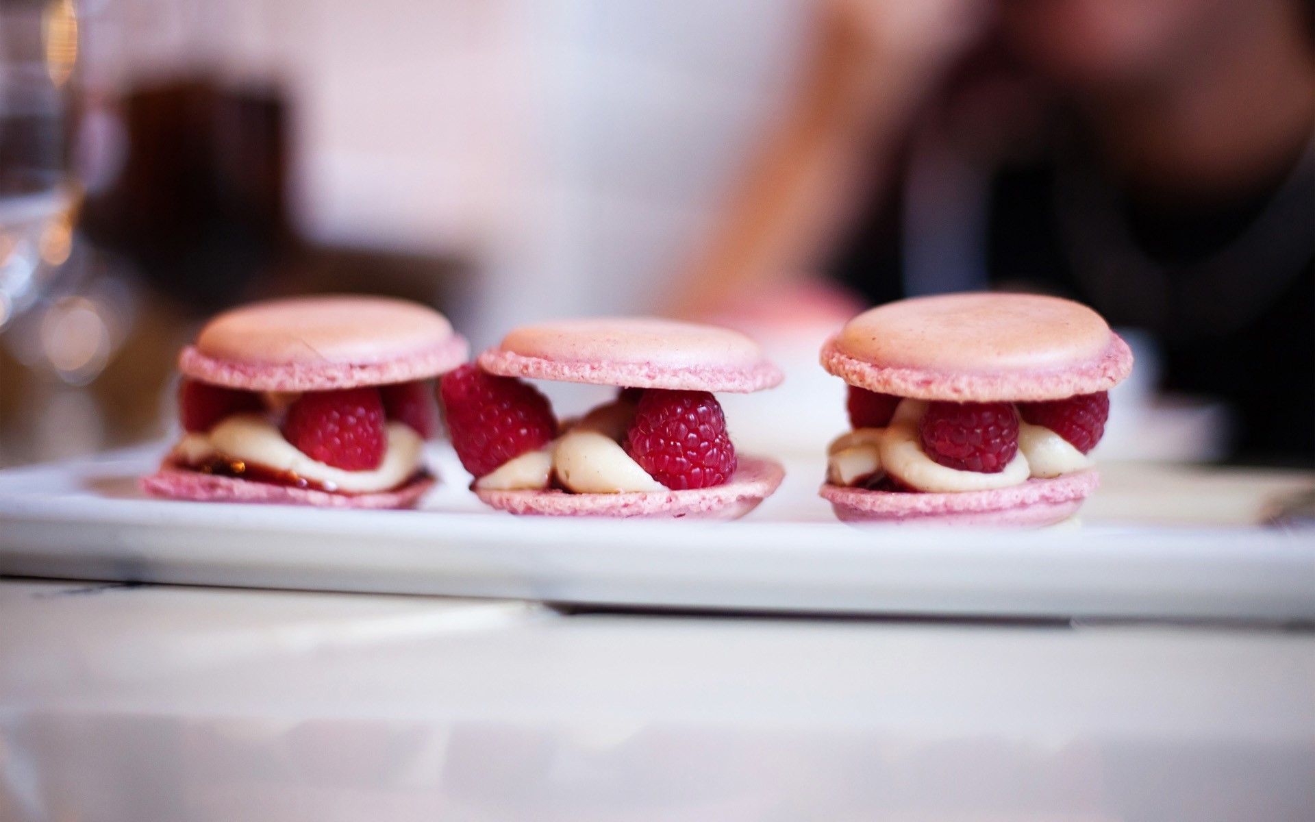 Macarons ai lamponi, Lamponi, Panna, Dessert, 1920x1200, sfondo per PC