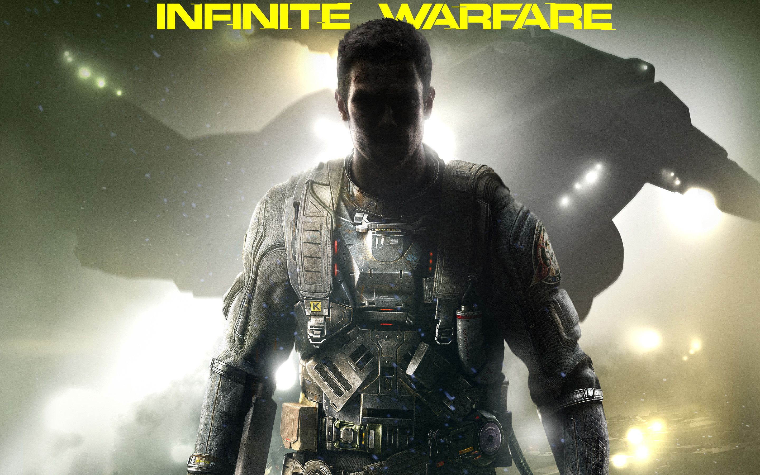 Call of Duty: Infinite Warfare, Soldato, Controluce, Astronave, 2880x1800, sfondo per PC