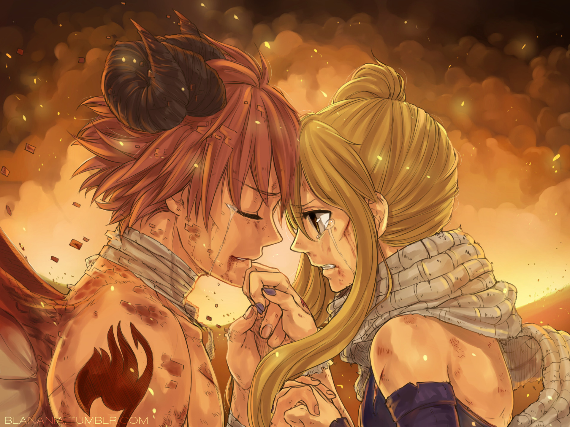 Natsu Dragneel, Lucy Heartfilia, Fairy Tail, NaLu, Fiamme, Full HD, sfondo per iPad e tablet