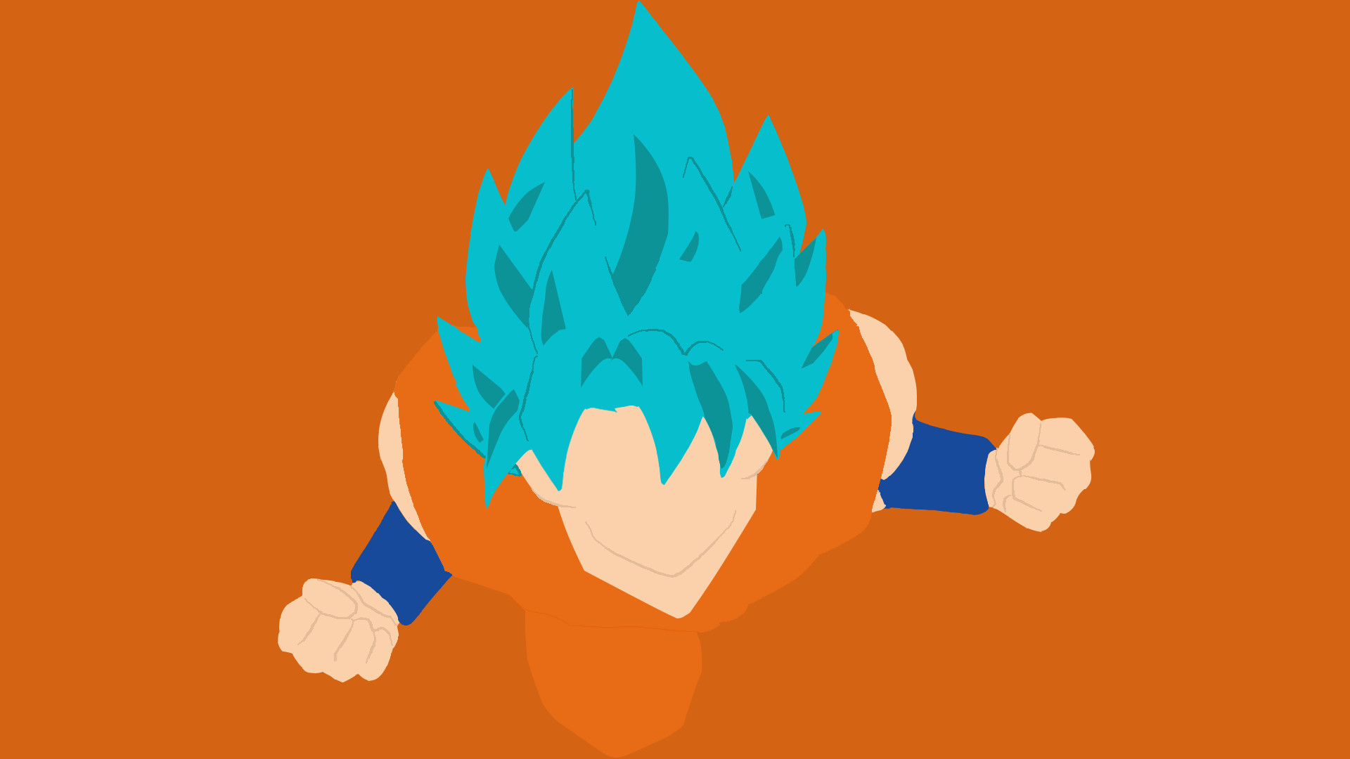 Son Goku, Super Saiyan Blue, Minimalismo, Sfondo arancione, Dragon Ball Super, wallpaper Full HD