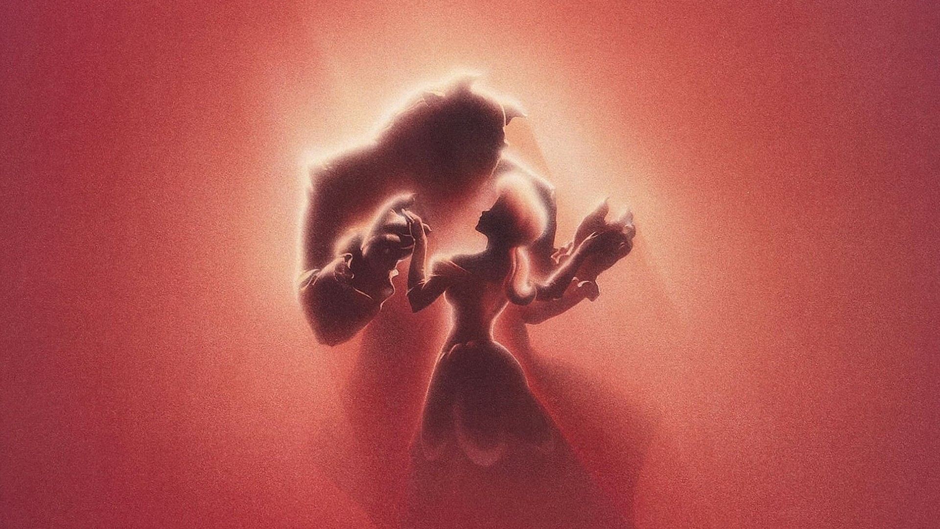 Belle, La Bestia, La bella e la bestia, Silhouette, Ballo, Rosso, sfondo Full HD per computer