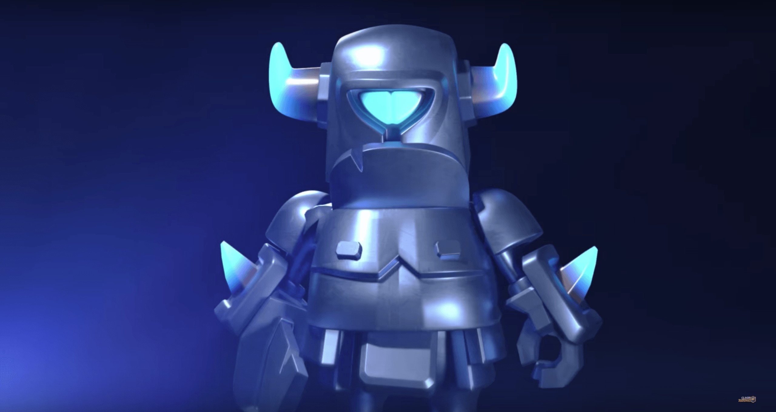 Clash Royale, Mini P.E.K.K.A, Sfondo blu, 2K, wallpaper per computer