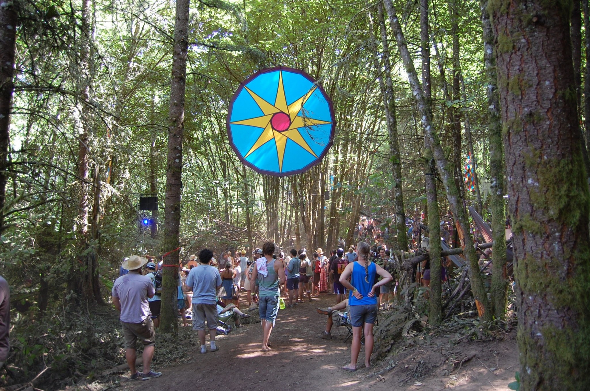 Festival nel bosco, Raduno, Foresta, Folla, Full HD, sfondo Windows 11