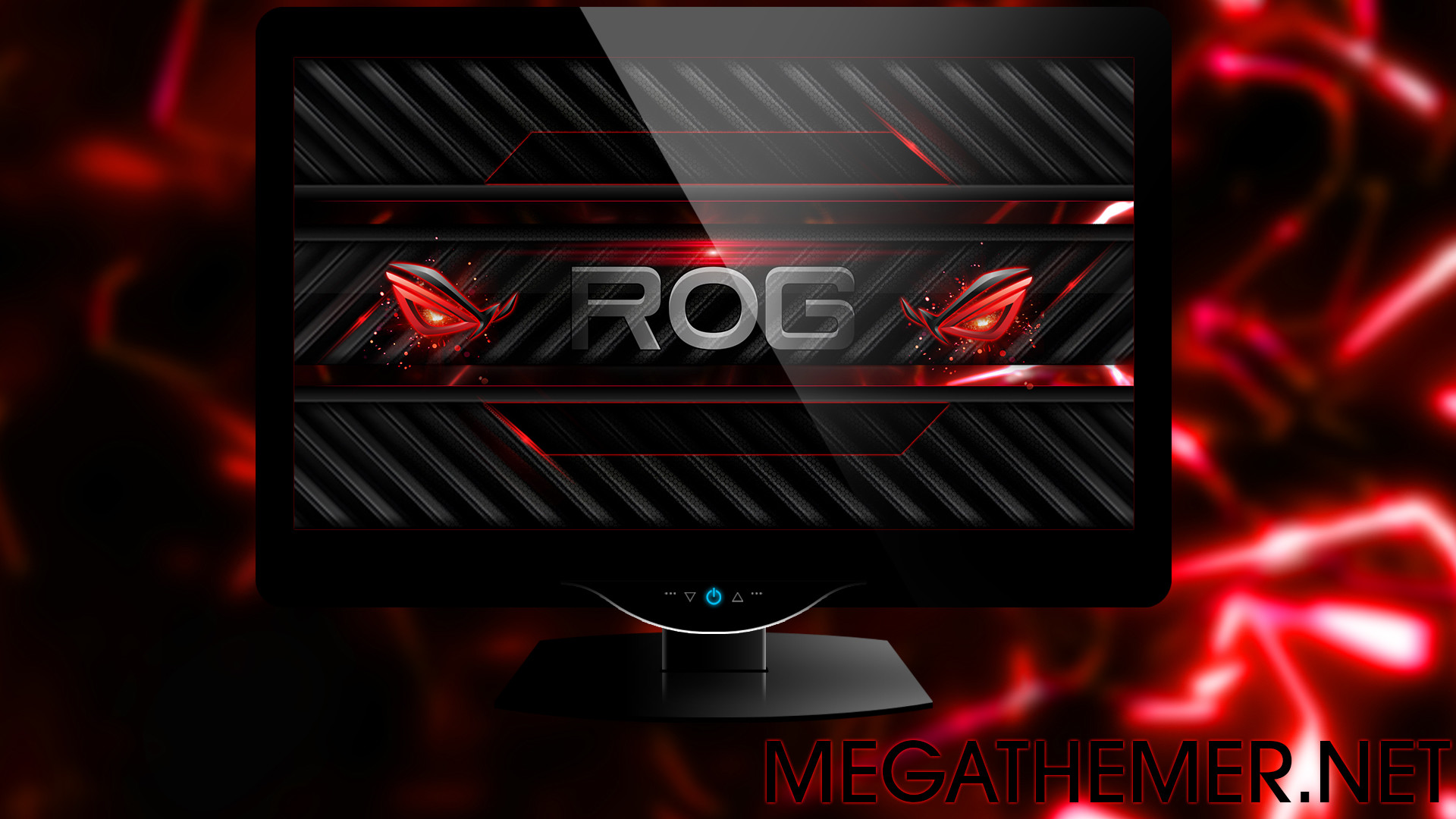 ASUS ROG, Monitor, Logo ROG, Rosso, Astratto, 16:9 Full HD, sfondo widescreen