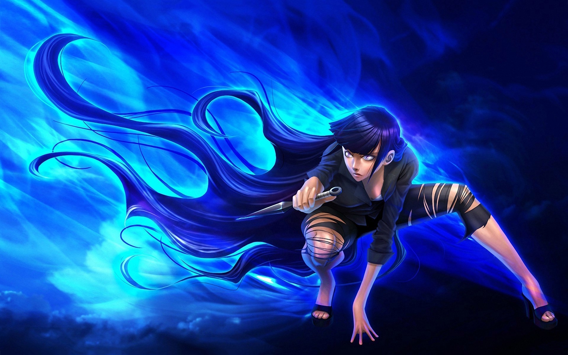 Hinata Hyuga, Naruto, Chakra blu, 1920x1200, sfondo MacBook Pro