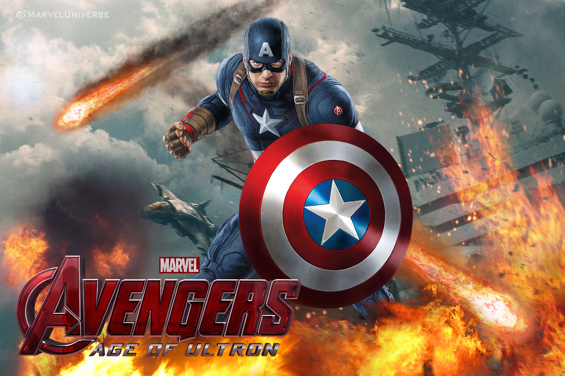 Capitan America, Avengers: Age of Ultron, Scudo, Esplosioni, Full HD, sfondo per PC
