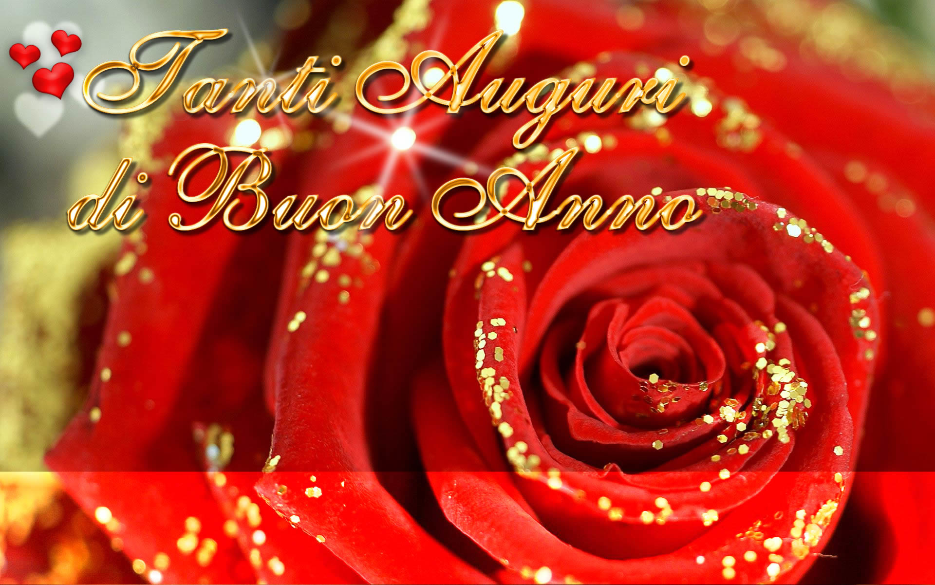 Tanti auguri di buon anno, Rosa rossa, Glitter dorato, Capodanno, sfondo Windows 11