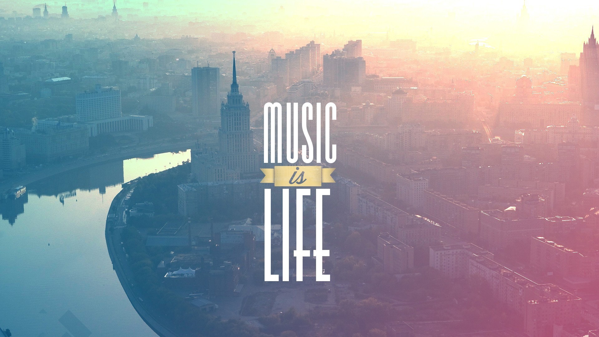 Music Is Life, Mosca, Città, Tipografia, sfondo per computer