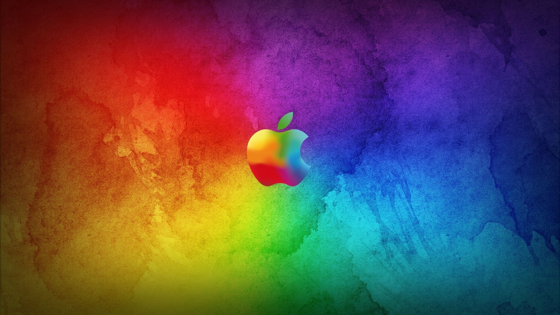 Logo Apple, Arcobaleno, Acquerello, 1920x1080, sfondo per PC