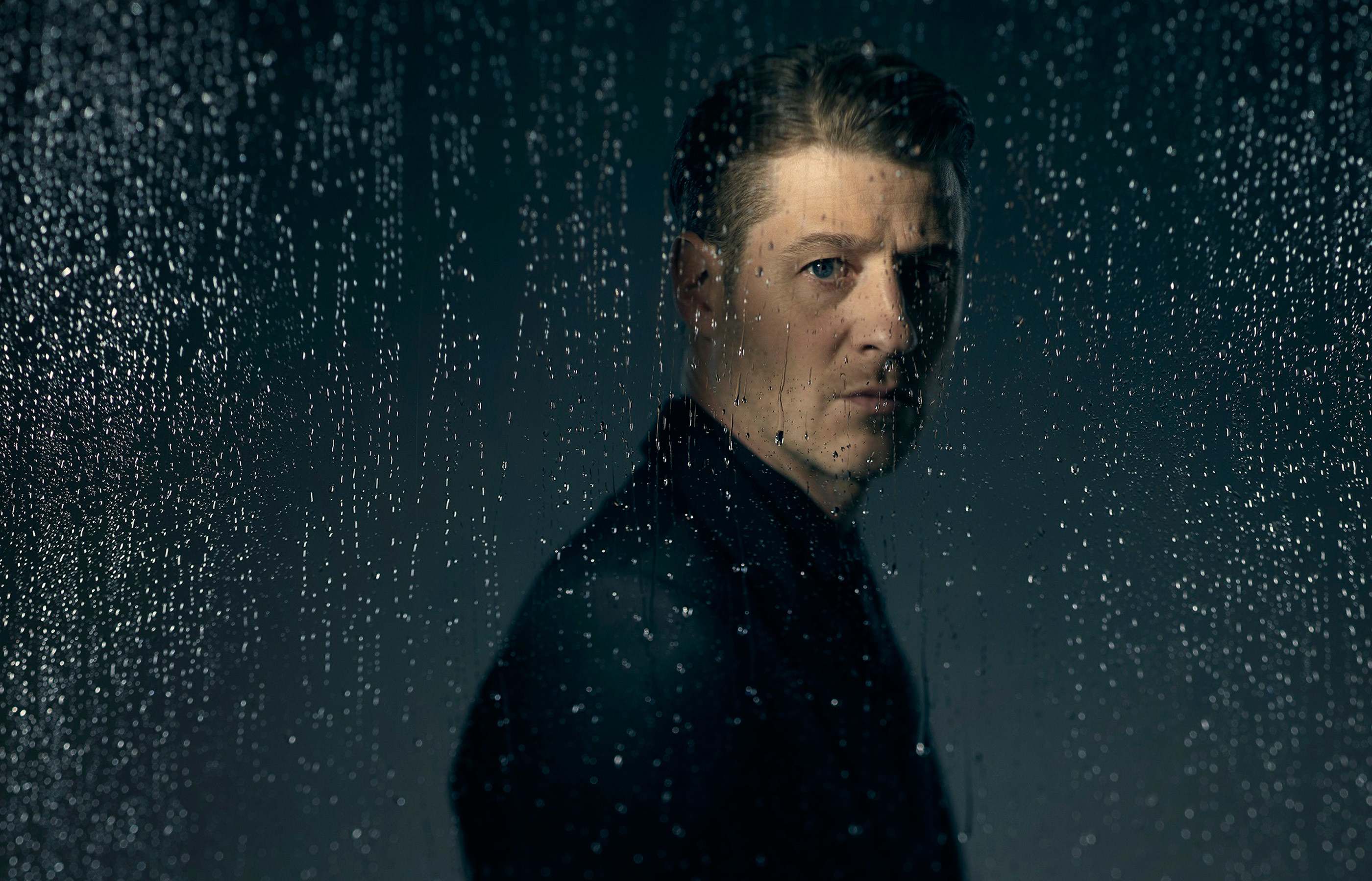 Gotham, James Gordon, Ben McKenzie, Pioggia, 2K, sfondo Windows 11