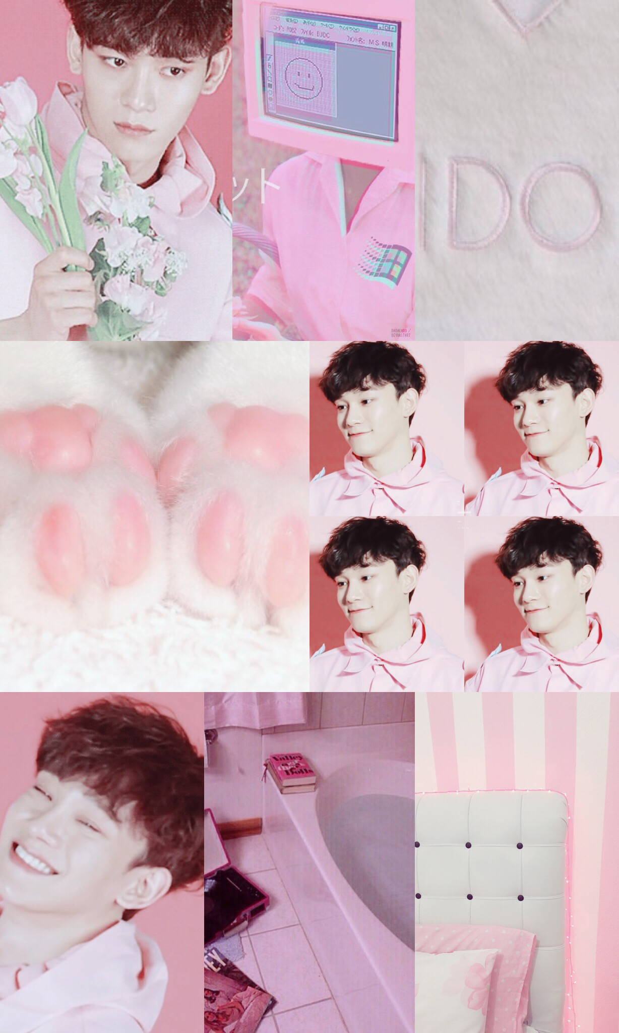 Collage, Rosa, Pastello, Full HD, sfondo verticale per cellulare