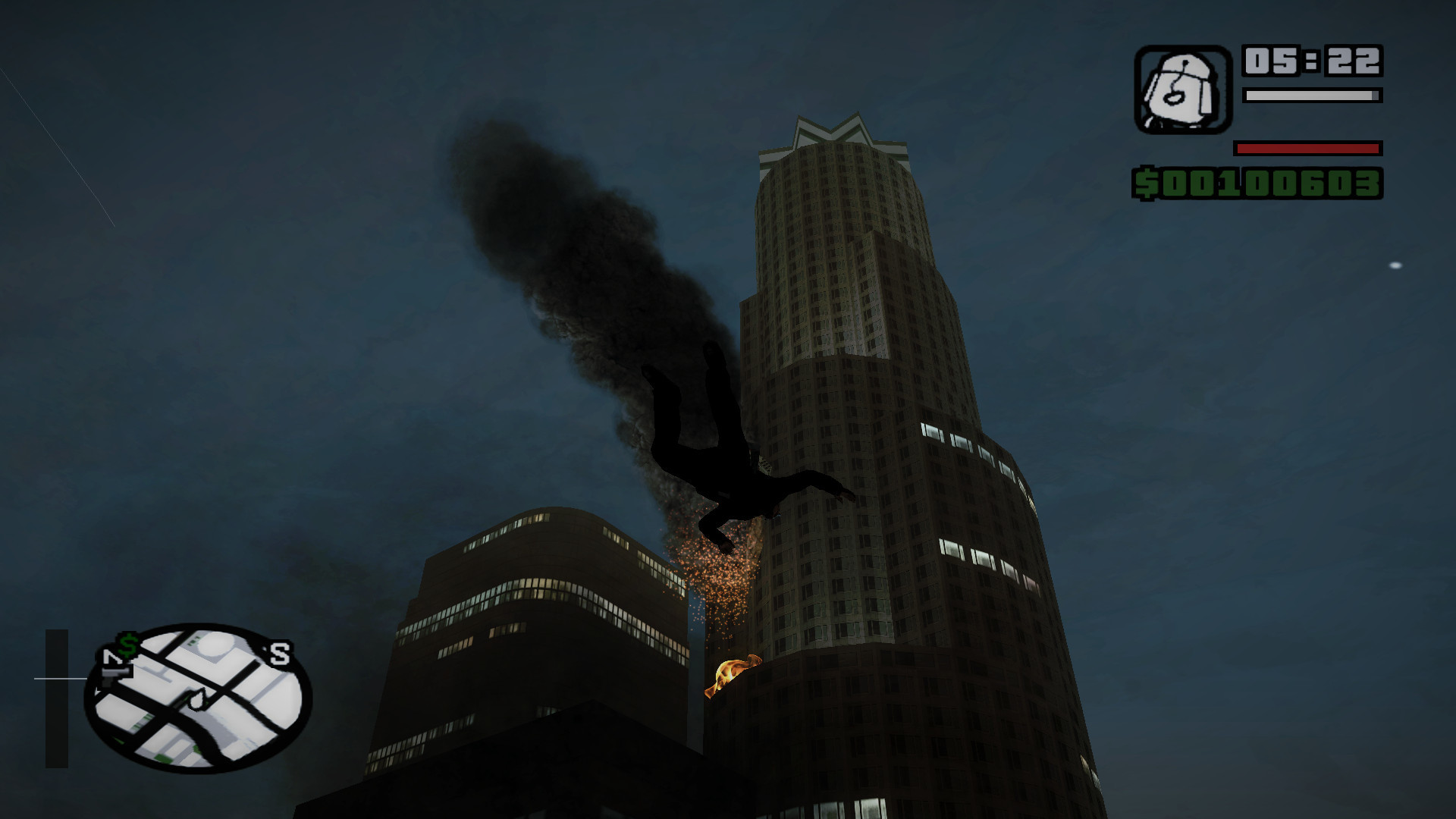 GTA San Andreas, Grattacielo, Paracadutismo, Notte, Gameplay, Full HD, sfondo per PC e portatile