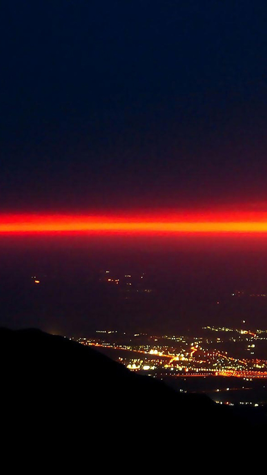 Orizzonte rosso, Luci della città, Notte, Vista aerea, sfondo Galaxy S5