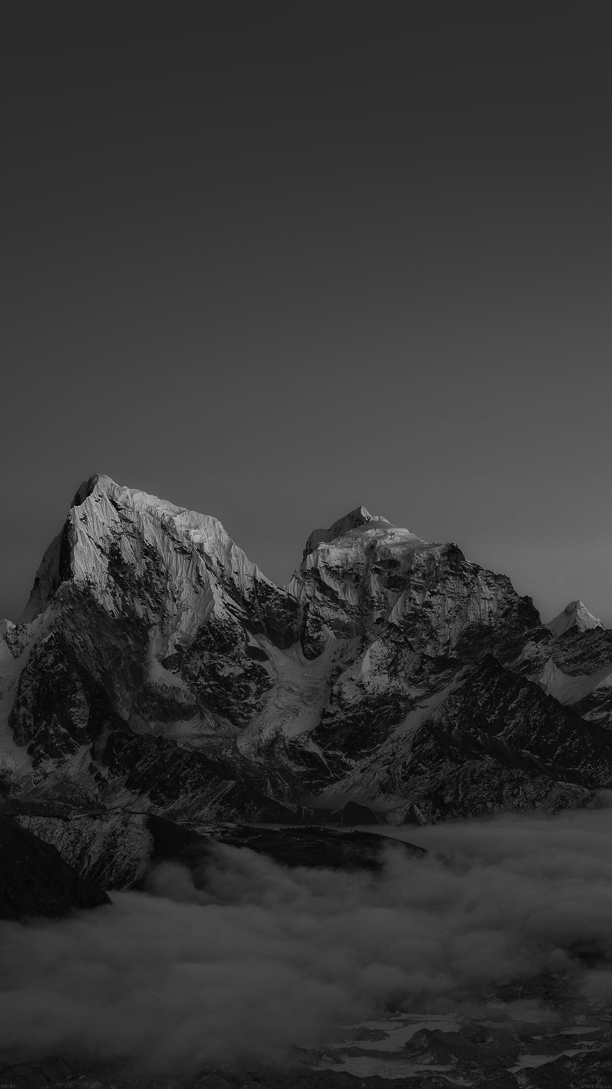 Montagne, Neve, Nuvole, Bianco e nero, Full HD, sfondo iPhone 4K