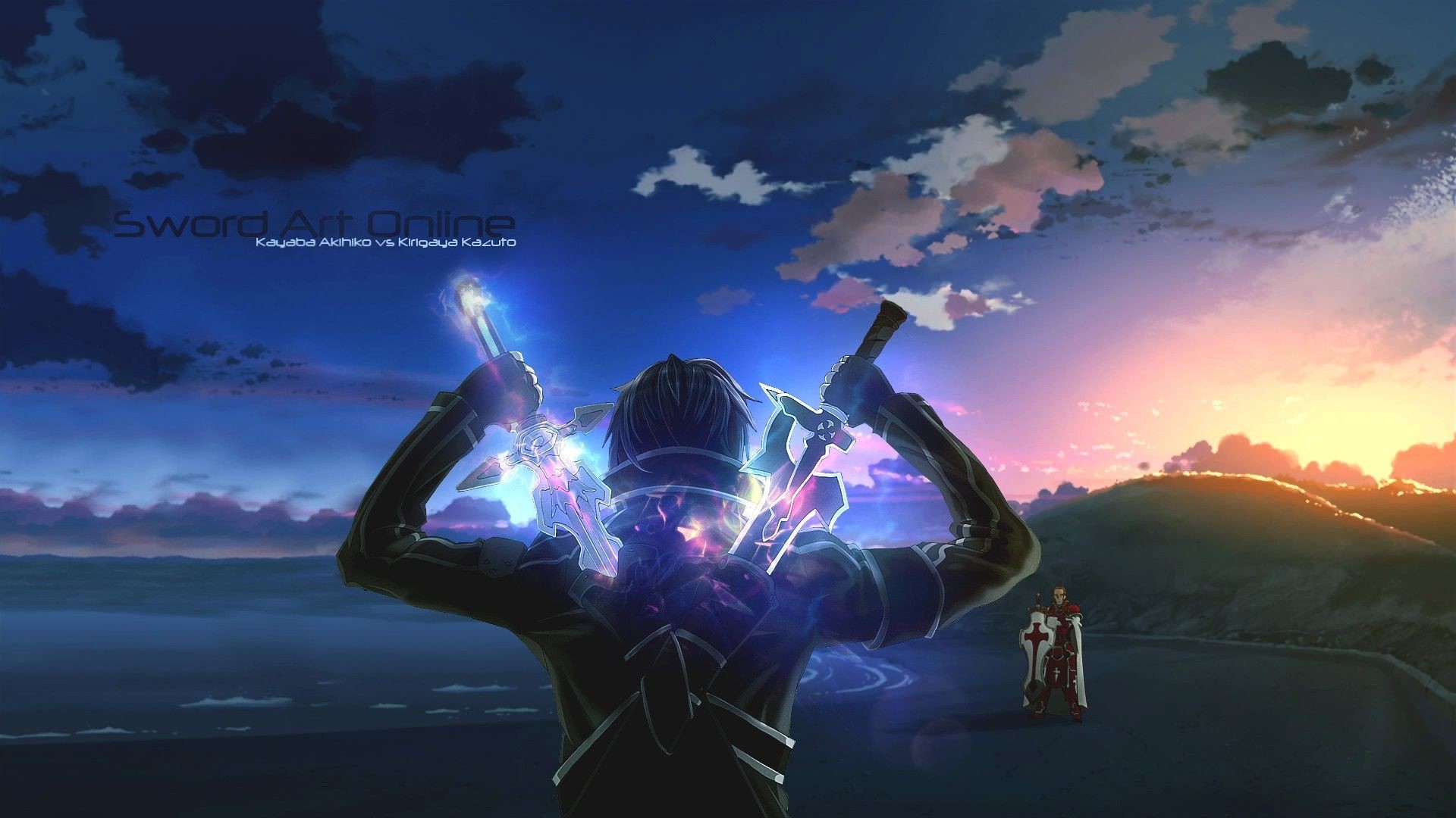 Kirito, Sword Art Online, Tramonto, Spade, Full HD, wallpaper per computer