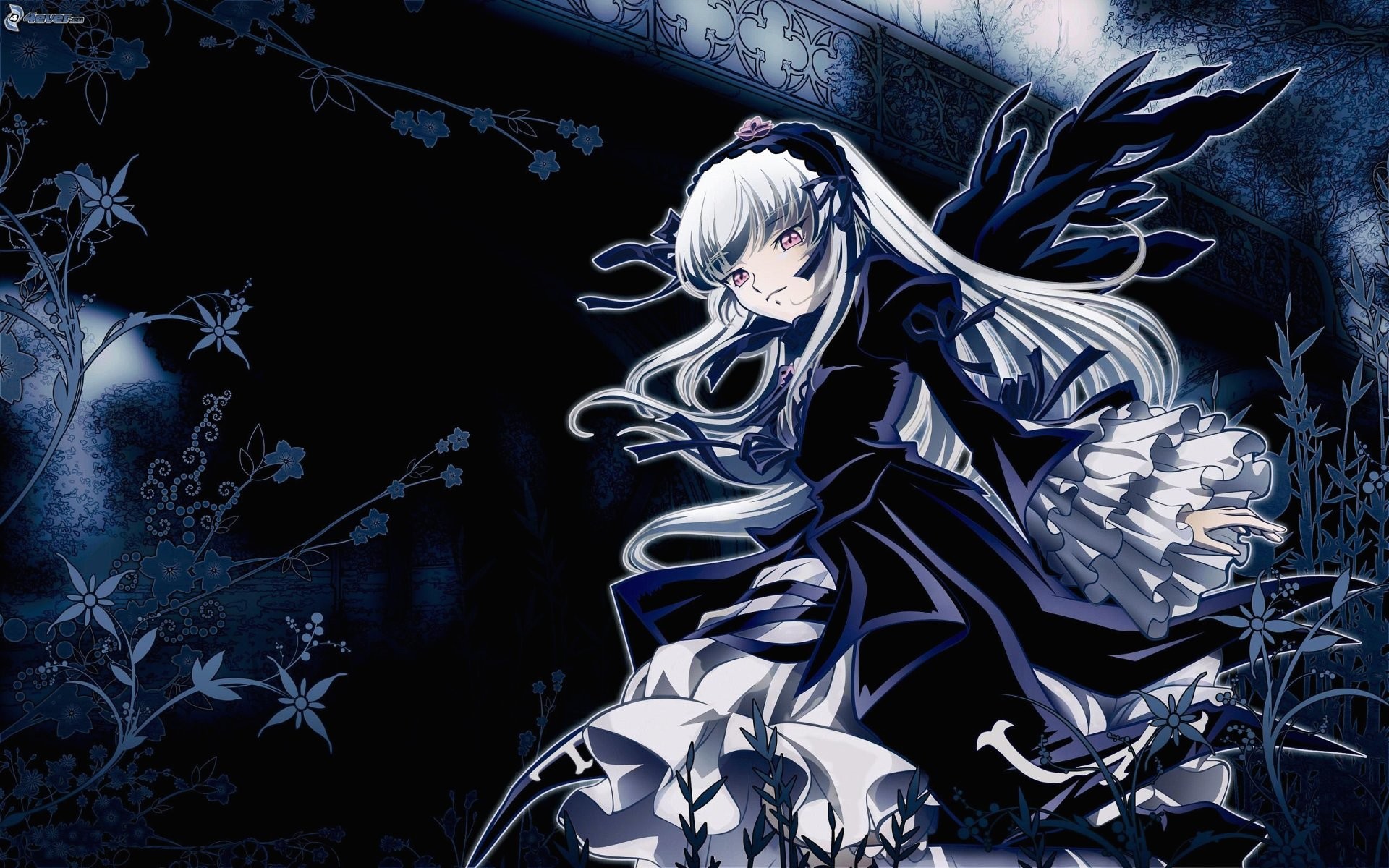 Suigintou, Rozen Maiden, Ali nere, Anime, 1920x1200, immagine di sfondo