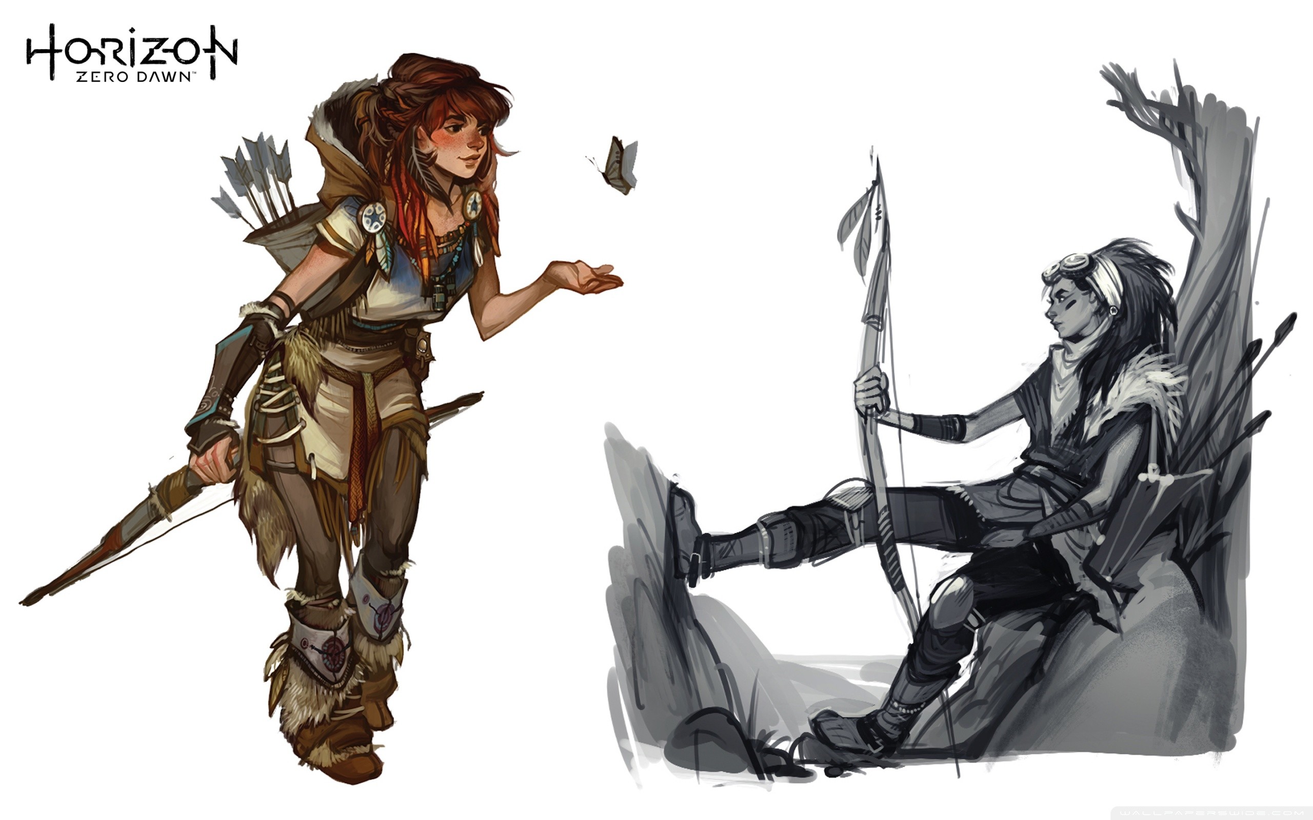 Aloy, Horizon Zero Dawn, Concept art, Schizzo, 2560x1600, sfondo MacBook Pro