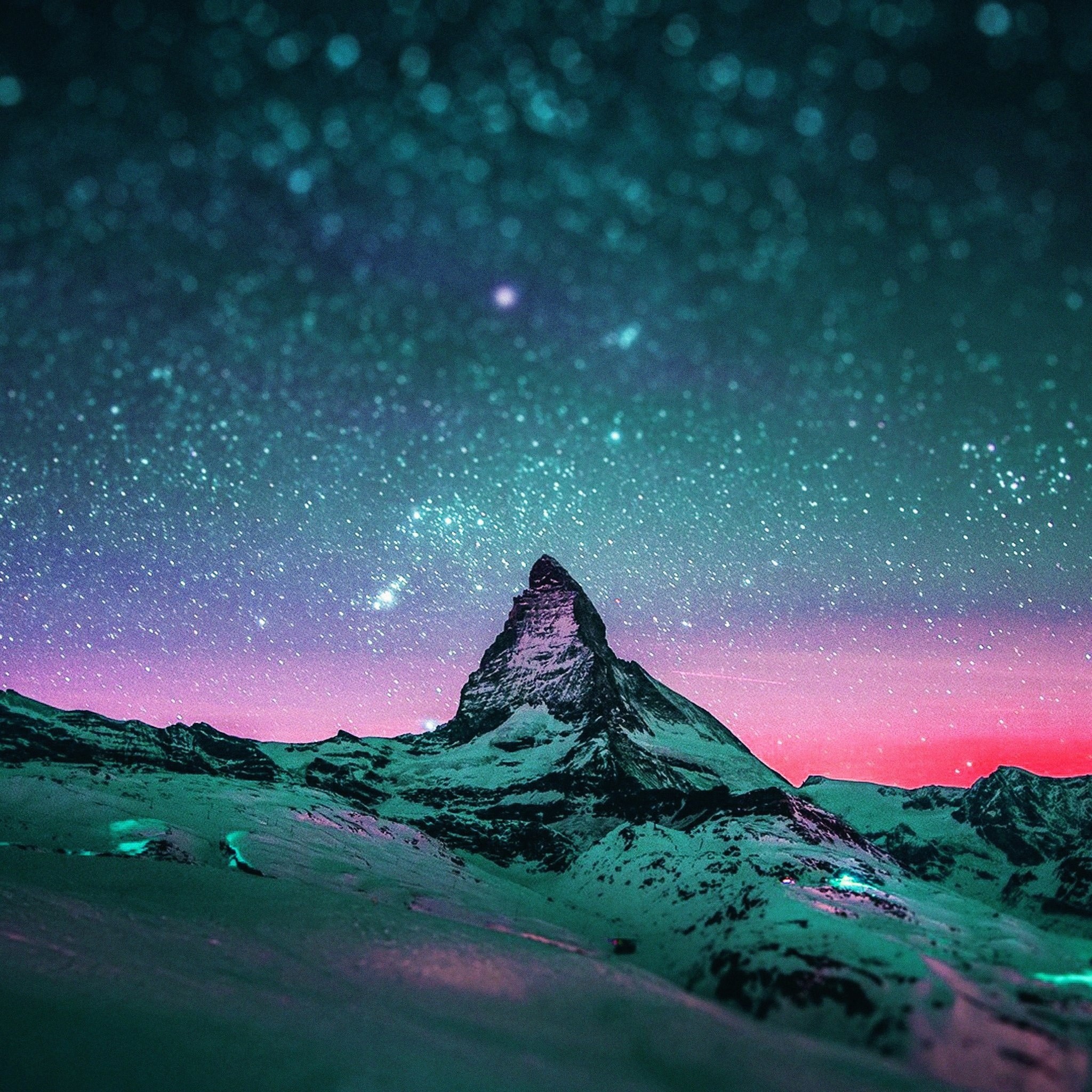 Cervino, Matterhorn, Alpi, Cielo stellato, Notte, Full HD, sfondo per iPad e tablet
