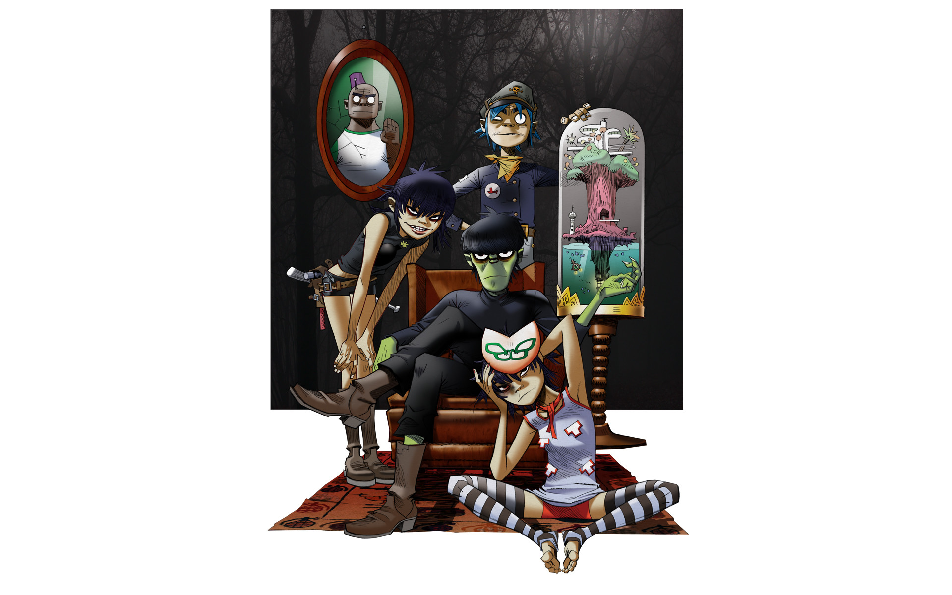 Gorillaz, Band, Gruppo, Sfondo bianco, Full HD, wallpaper per computer