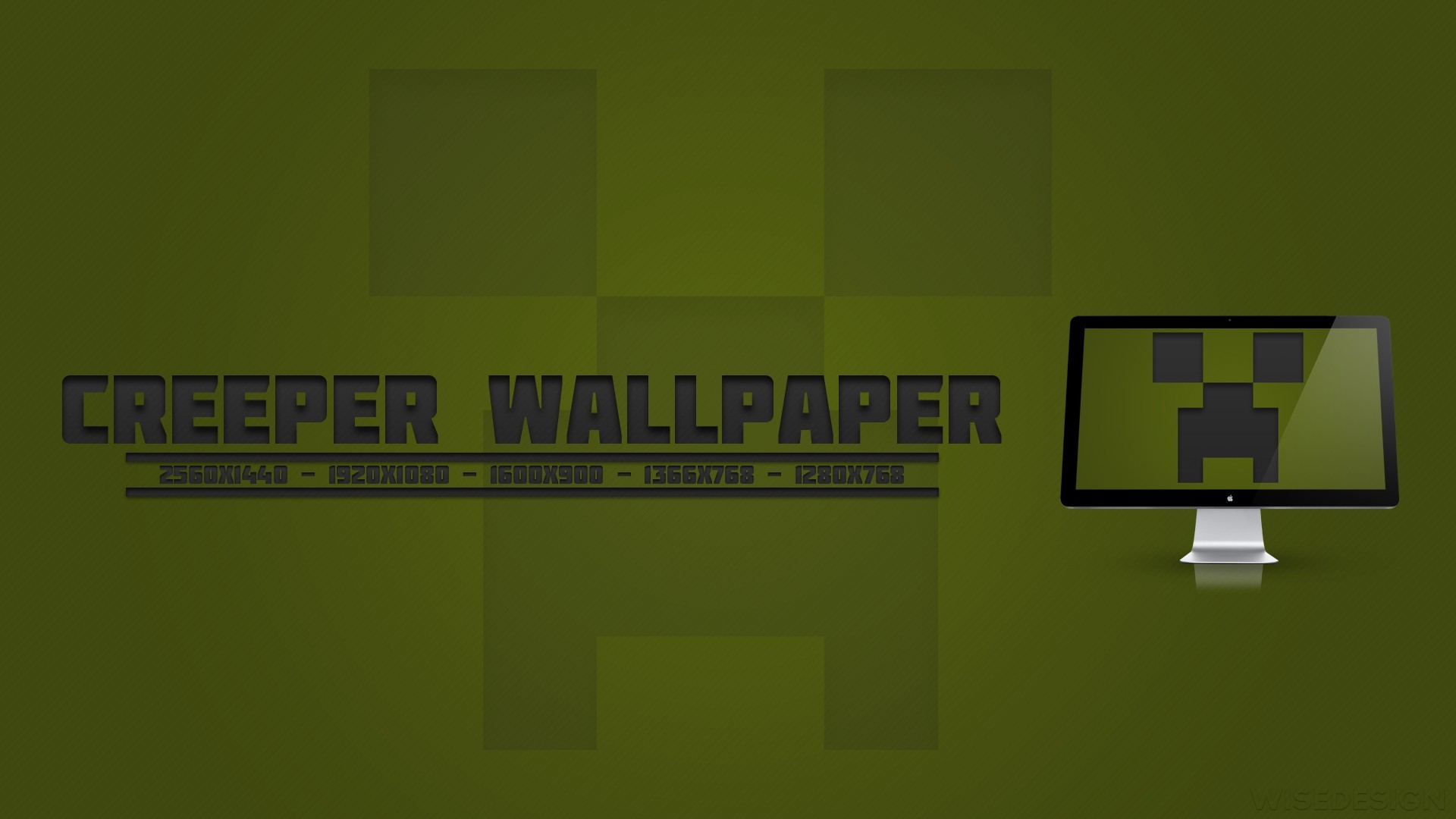 Minecraft, Creeper, Sfondo verde oliva, Monitor, 16:9 Full HD, wallpaper widescreen