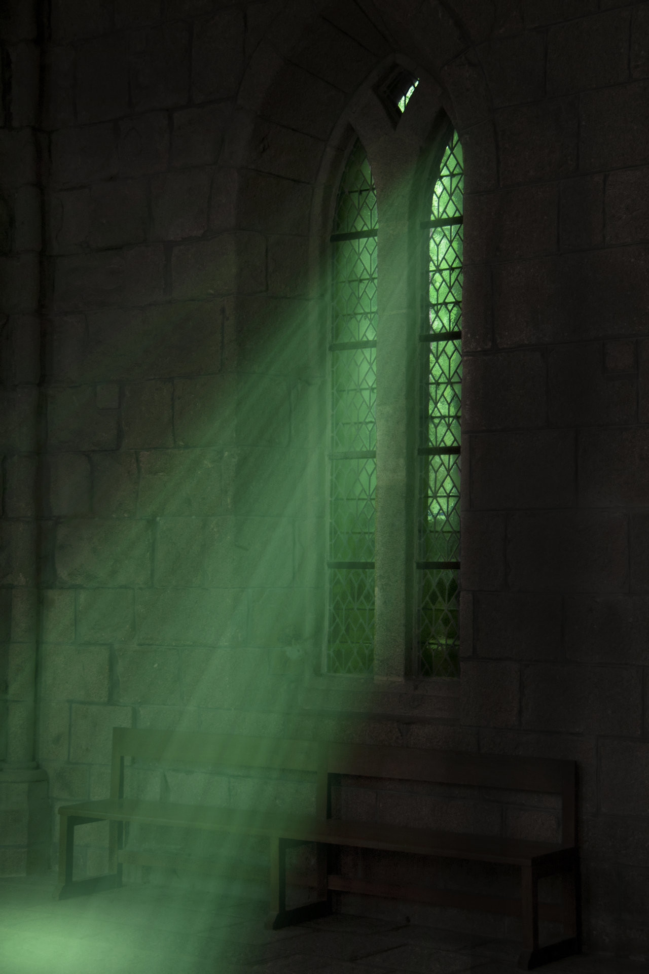 Harry Potter, Raggio di luce, Vetrata, Luce verde, Full HD, sfondo per iPhone e Android
