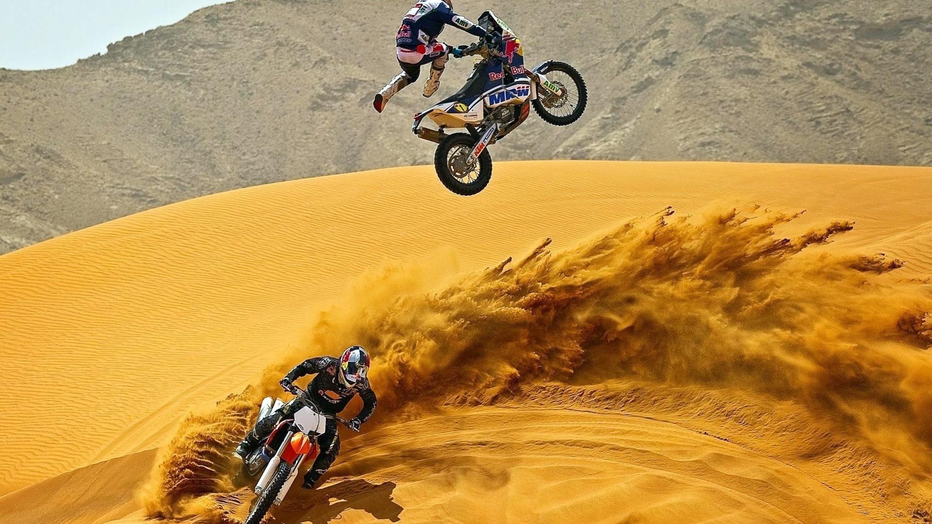 Motocross, Dune, Deserto, Salto, Sabbia, Full HD 1080p, sfondo desktop