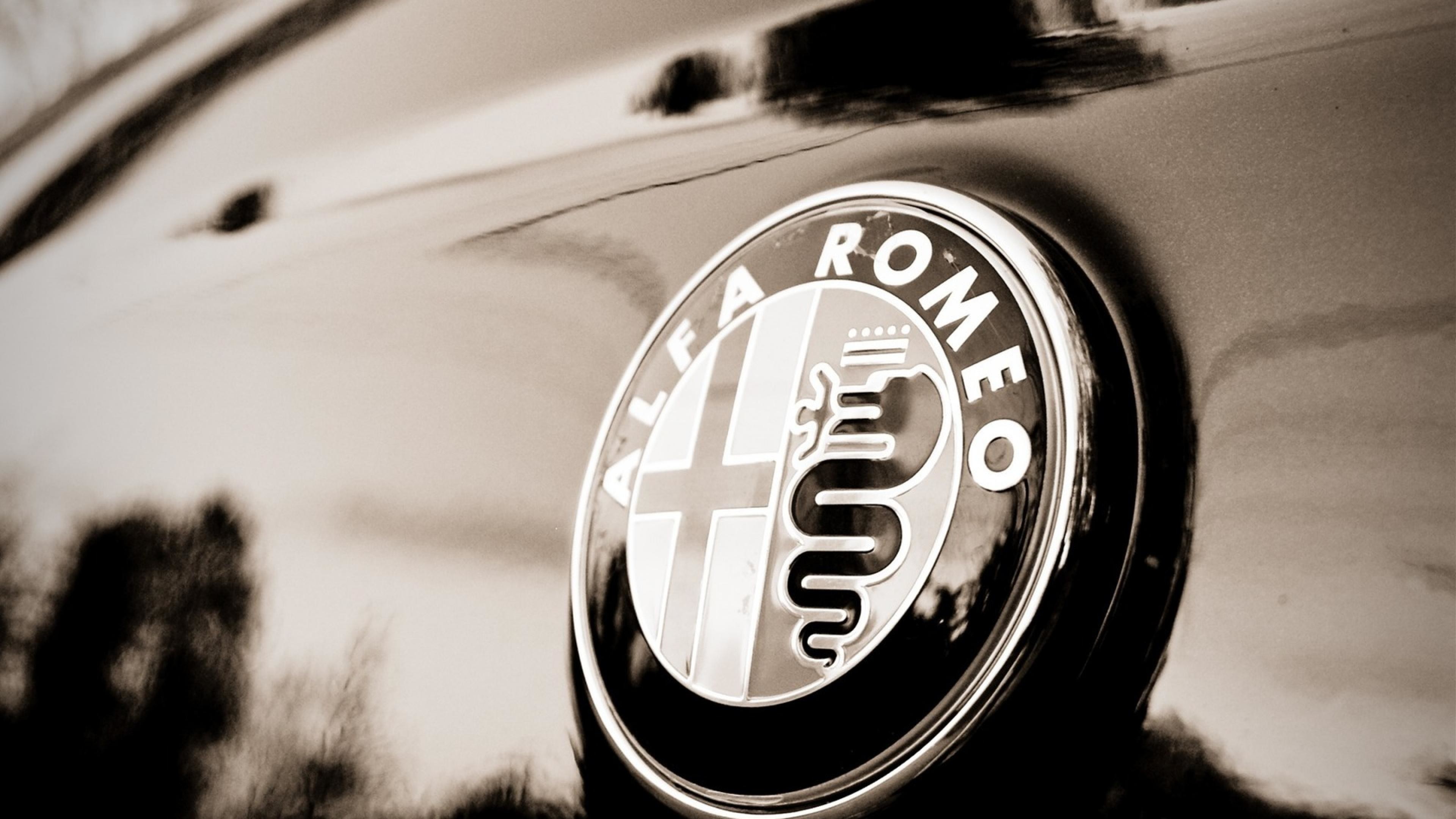 Logo Alfa Romeo, Alfa Romeo, Stemma, Seppia, 4K, sfondo per portatile