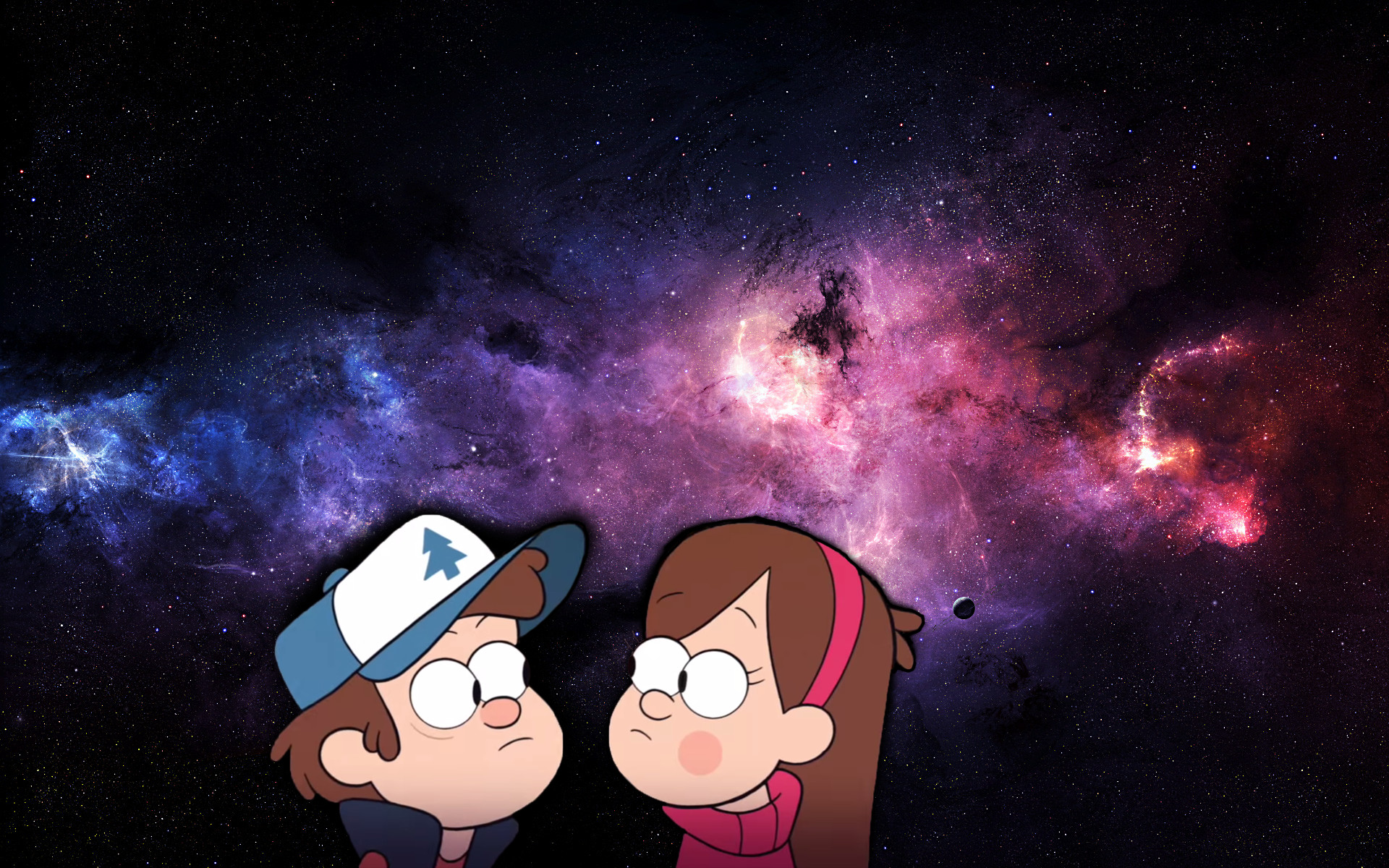 Dipper Pines, Mabel Pines, Gravity Falls, Galassia, Spazio, 1920x1200, sfondo per PC