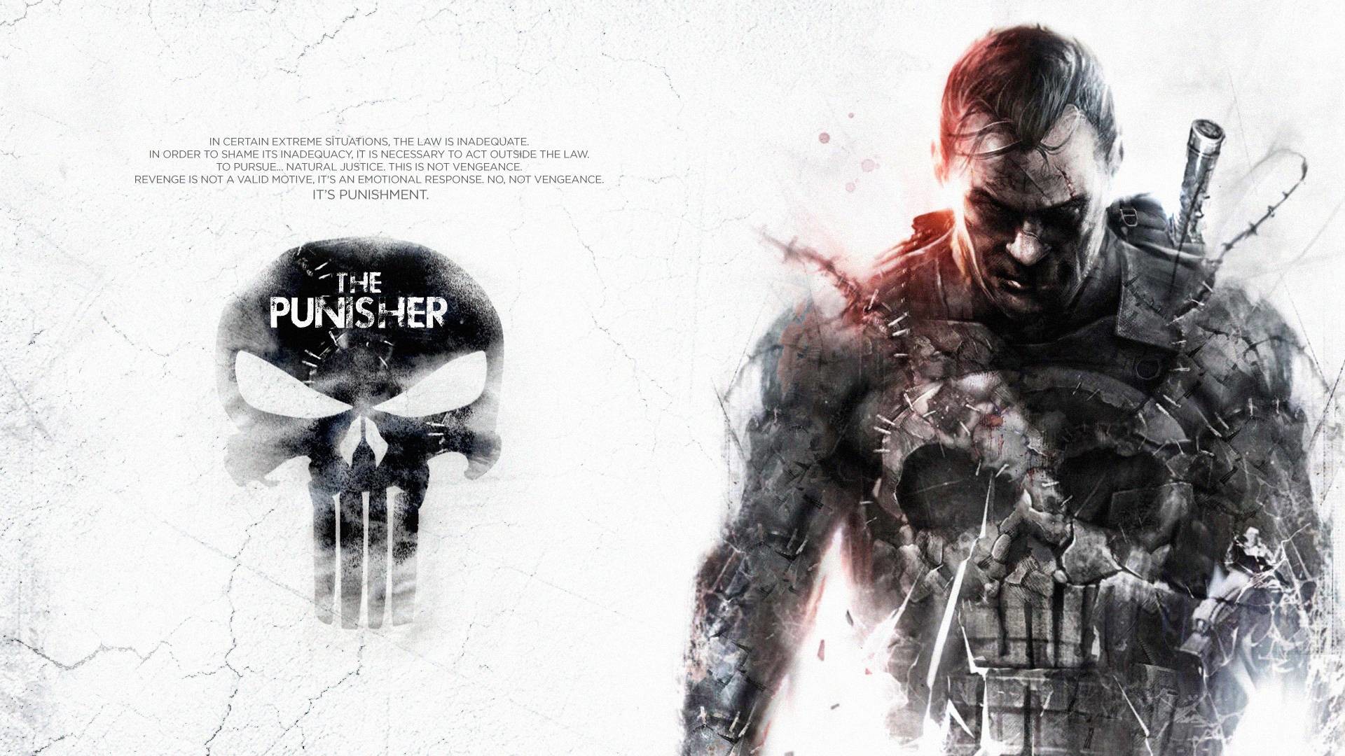Frank Castle, Teschio del Punitore, The Punisher, Arte digitale, Bianco, sfondo desktop Full HD