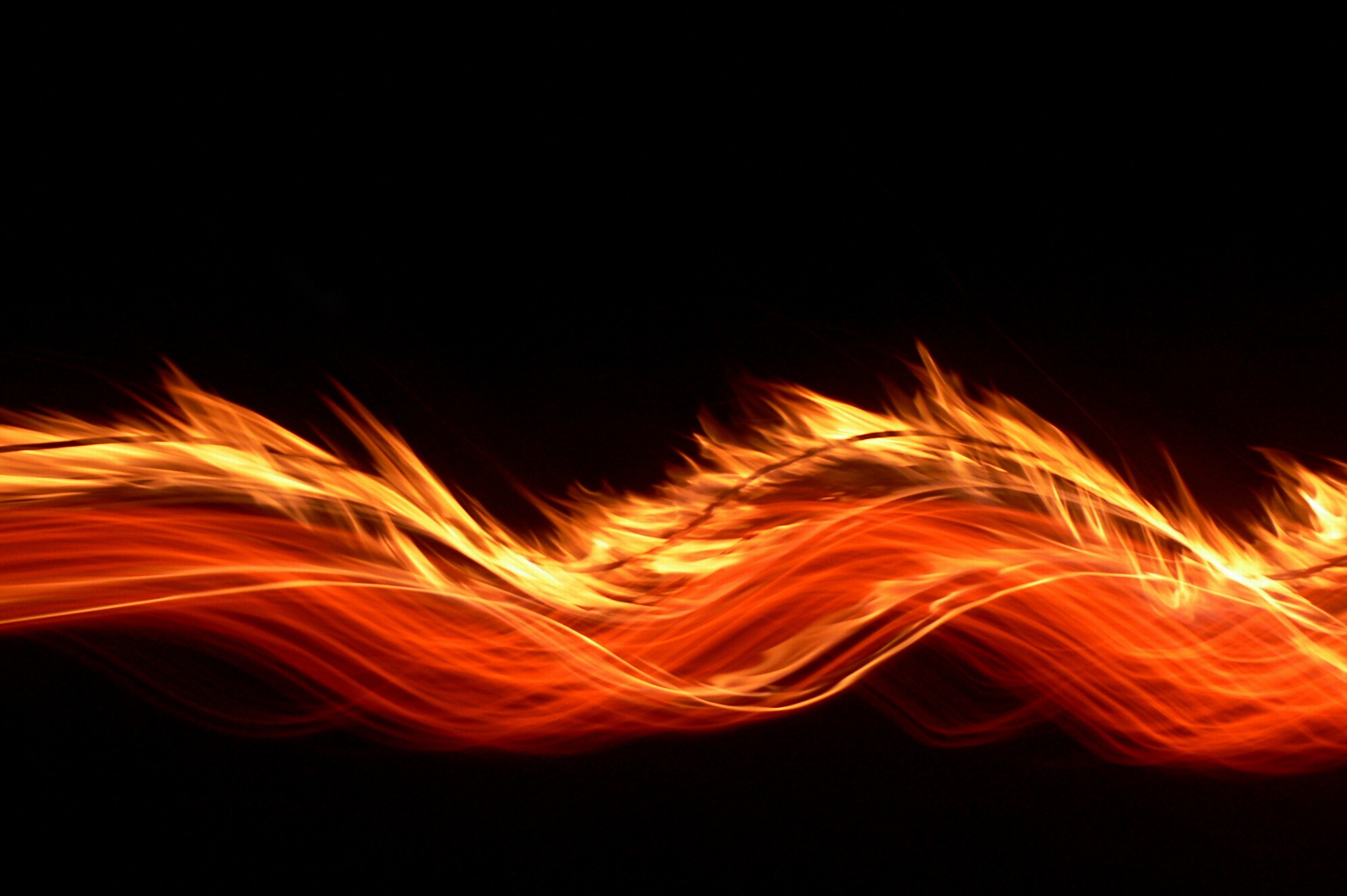 Onda di fuoco, Fiamme, Sfondo nero, 2K, wallpaper per computer