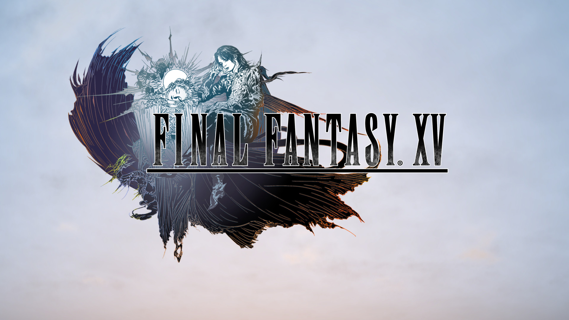 Final Fantasy XV, Logo, Luna, Sfondo bianco, Full HD, wallpaper per PC