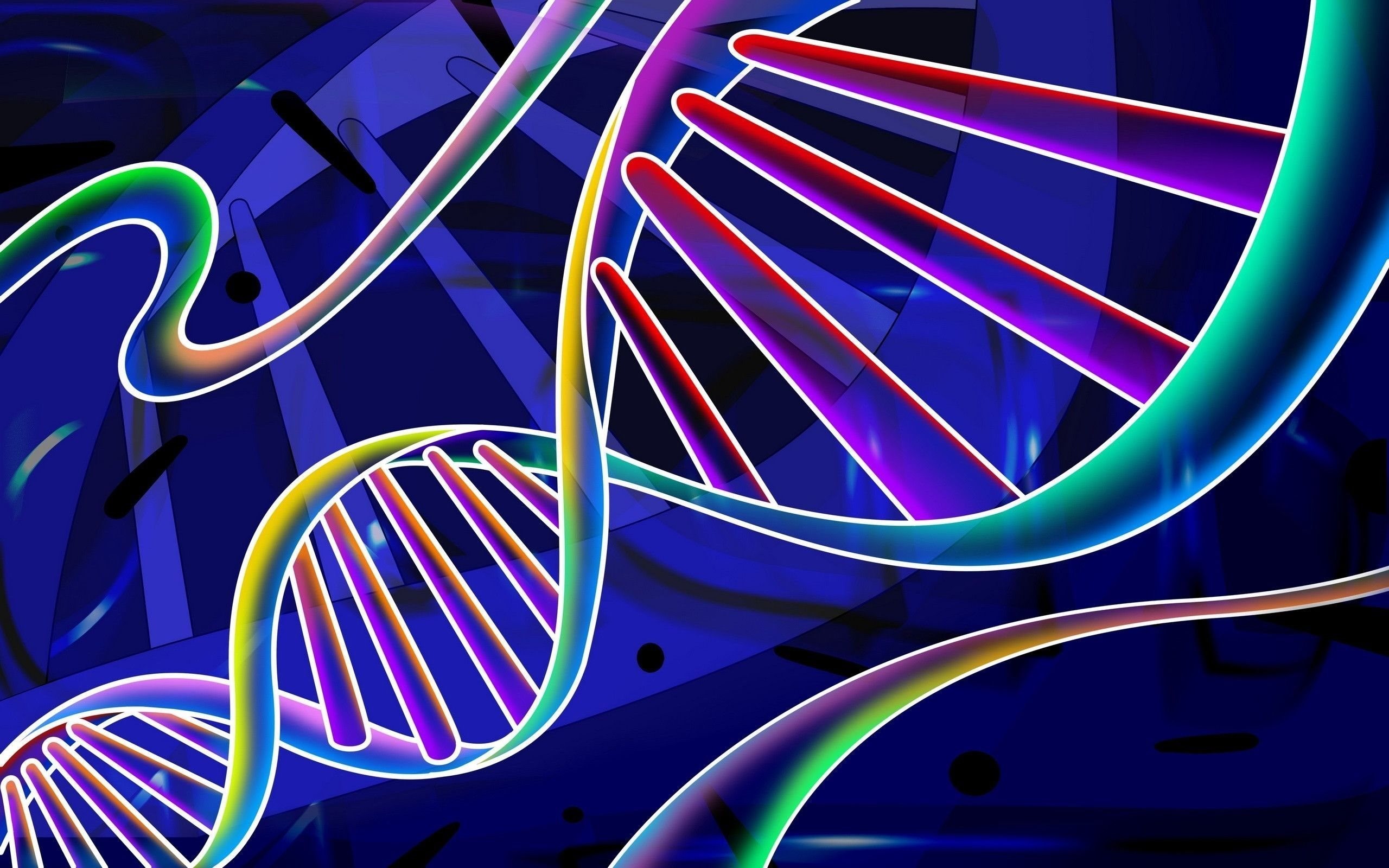 DNA, Doppia elica, Arte vettoriale, Blu, 16:10 2K, sfondo widescreen