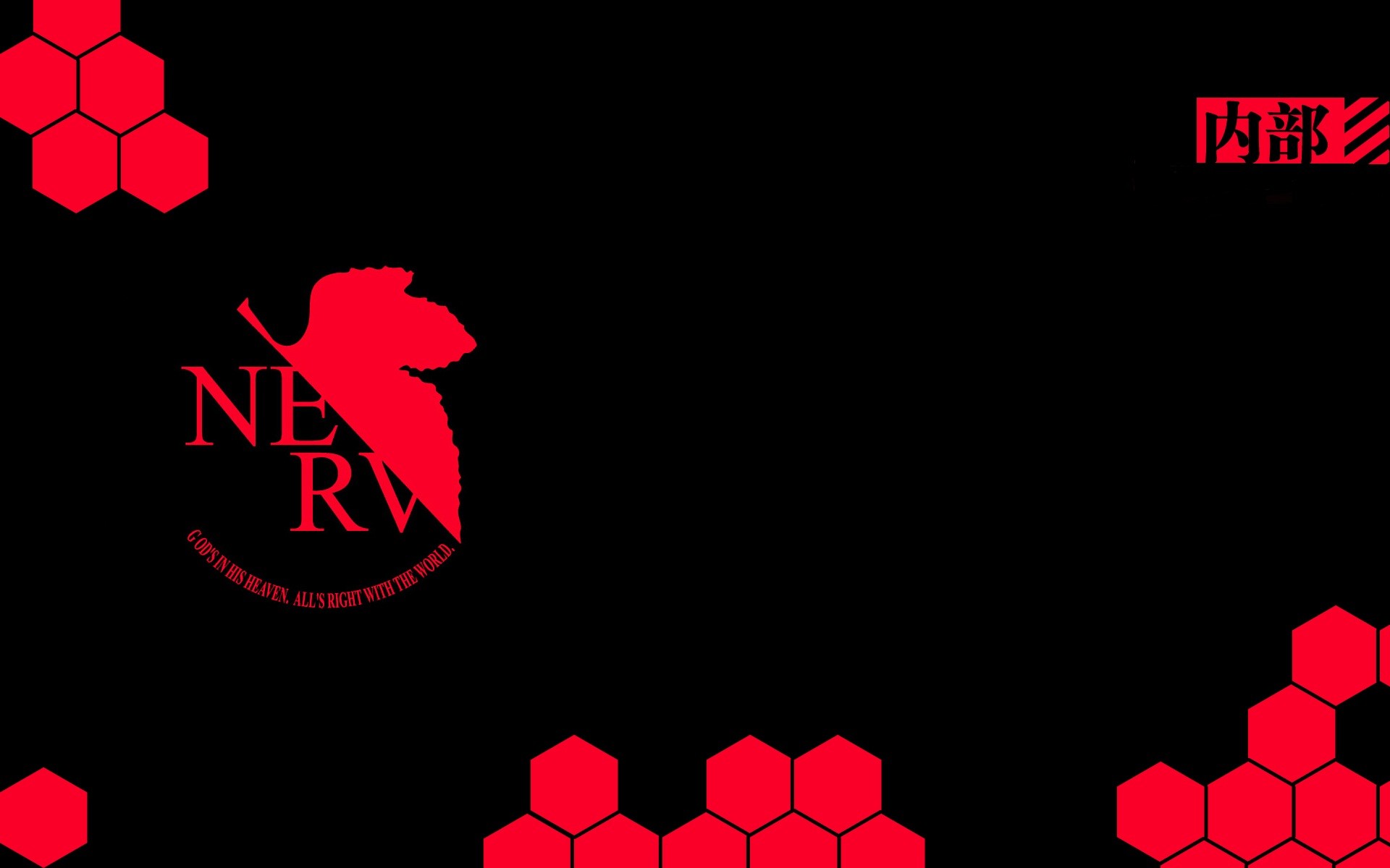 NERV, Logo NERV, Neon Genesis Evangelion, Esagoni rossi, Sfondo nero, wallpaper 1920x1200
