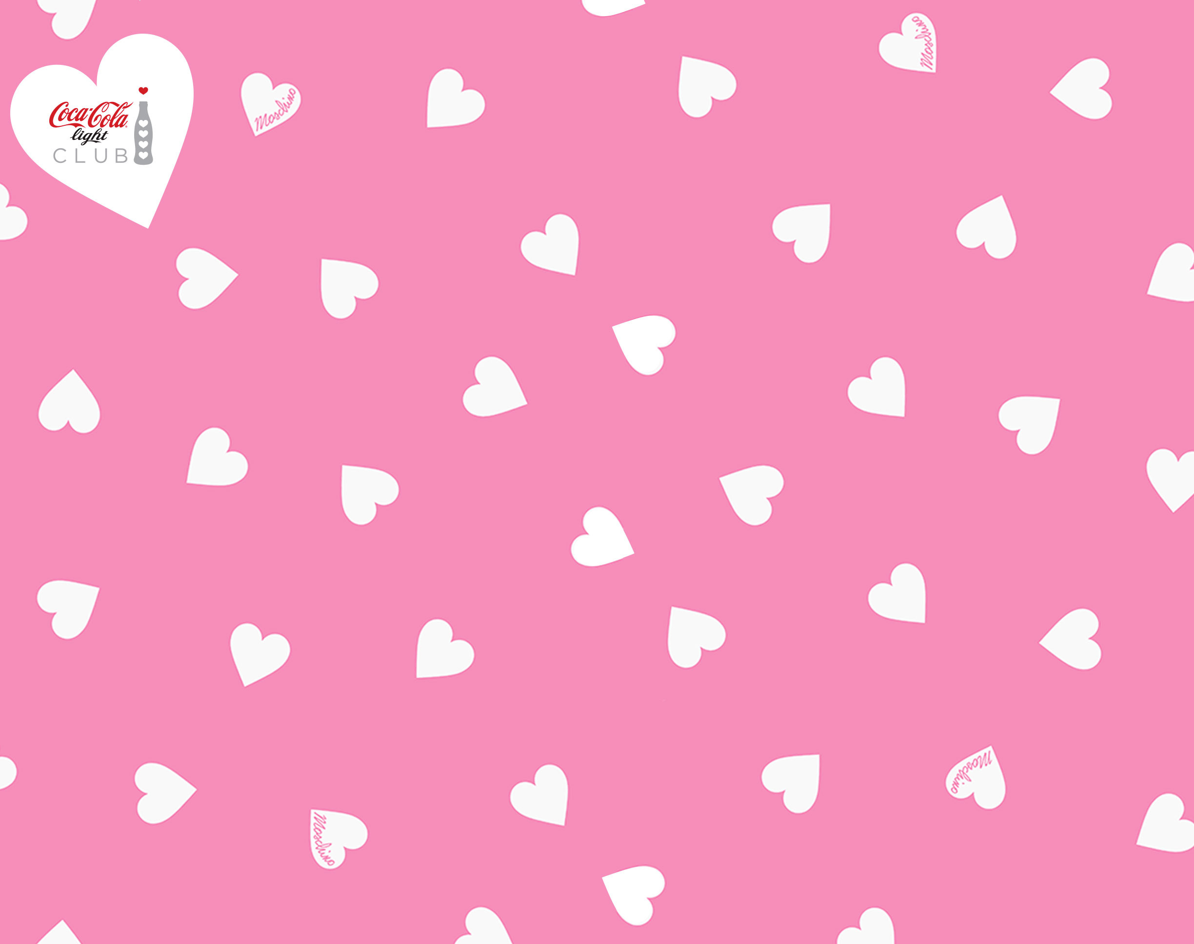 Cuoricini bianchi, Coca-Cola, Motivo, Sfondo rosa, Full HD, wallpaper per computer