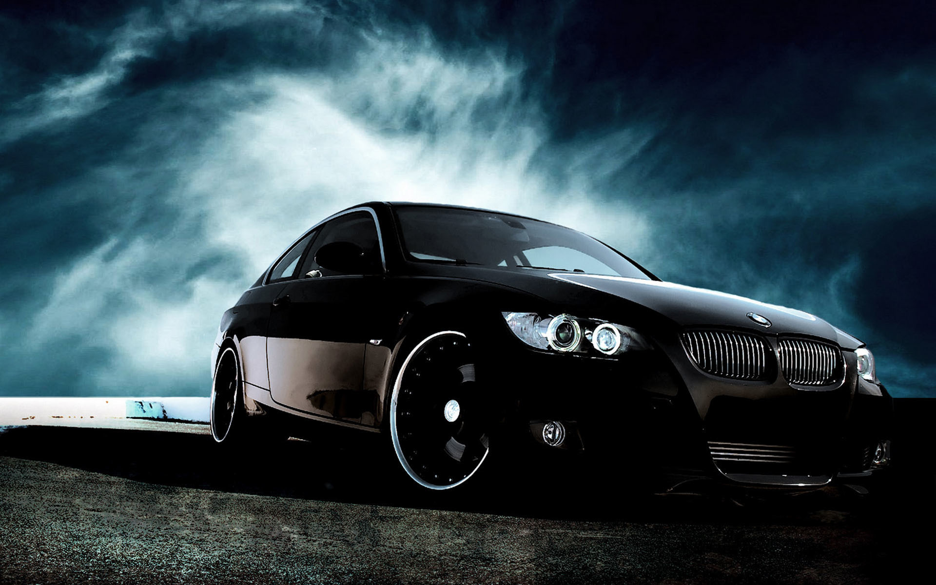 BMW Serie 3 Coupé (E92), BMW, Nero, Cielo tempestoso, Full HD, sfondo per PC e portatile