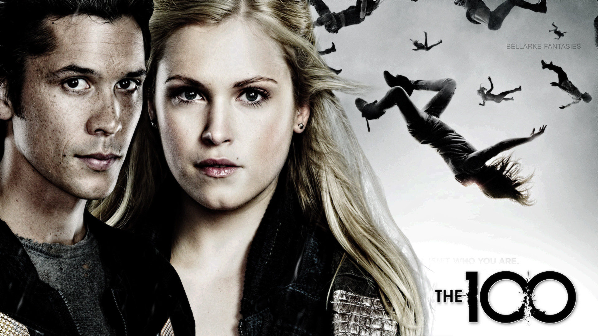 Bob Morley, Eliza Taylor, The 100, Logo, Persone che cadono, Full HD, sfondo per PC