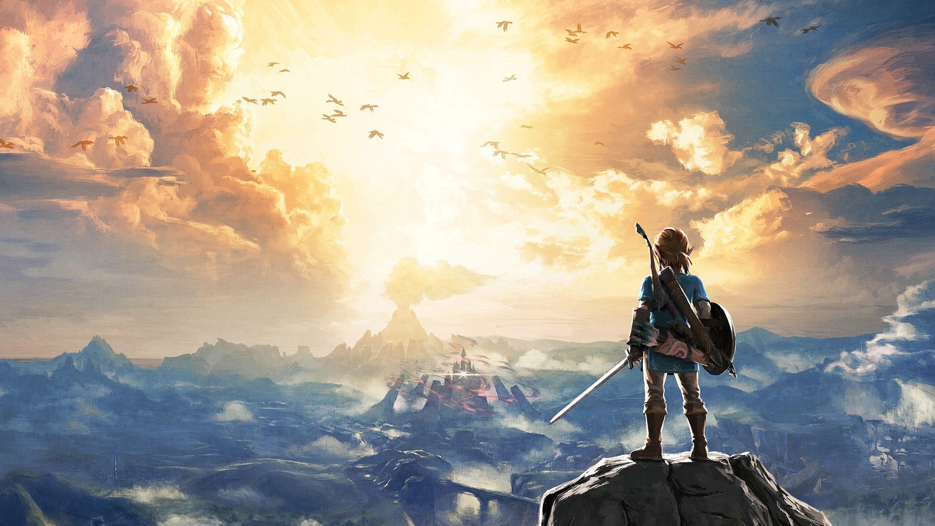 Link, The Legend of Zelda: Breath of the Wild, Hyrule, Alba, 16:9 Full HD, sfondo widescreen