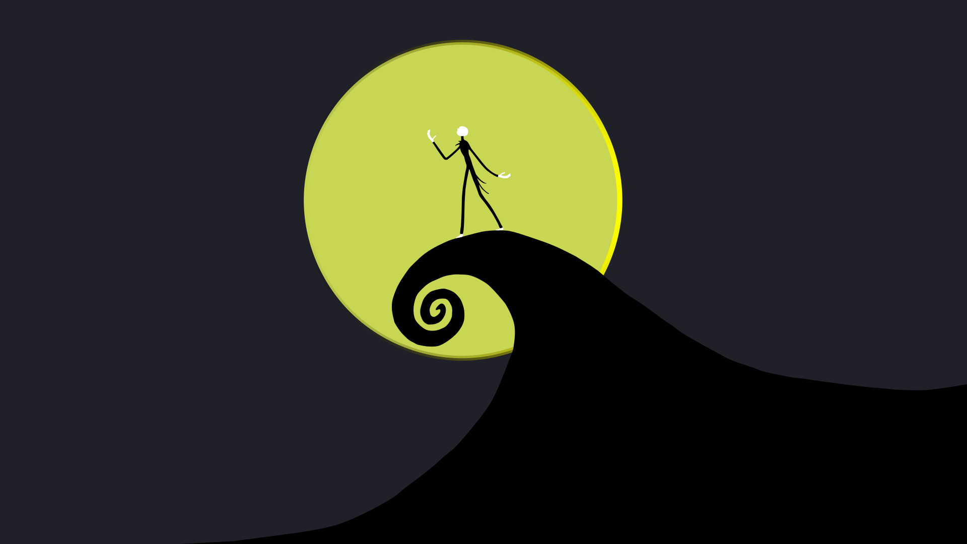 Jack Skellington, Nightmare Before Christmas, Spiral Hill, Luna piena, Minimalismo, immagine di sfondo