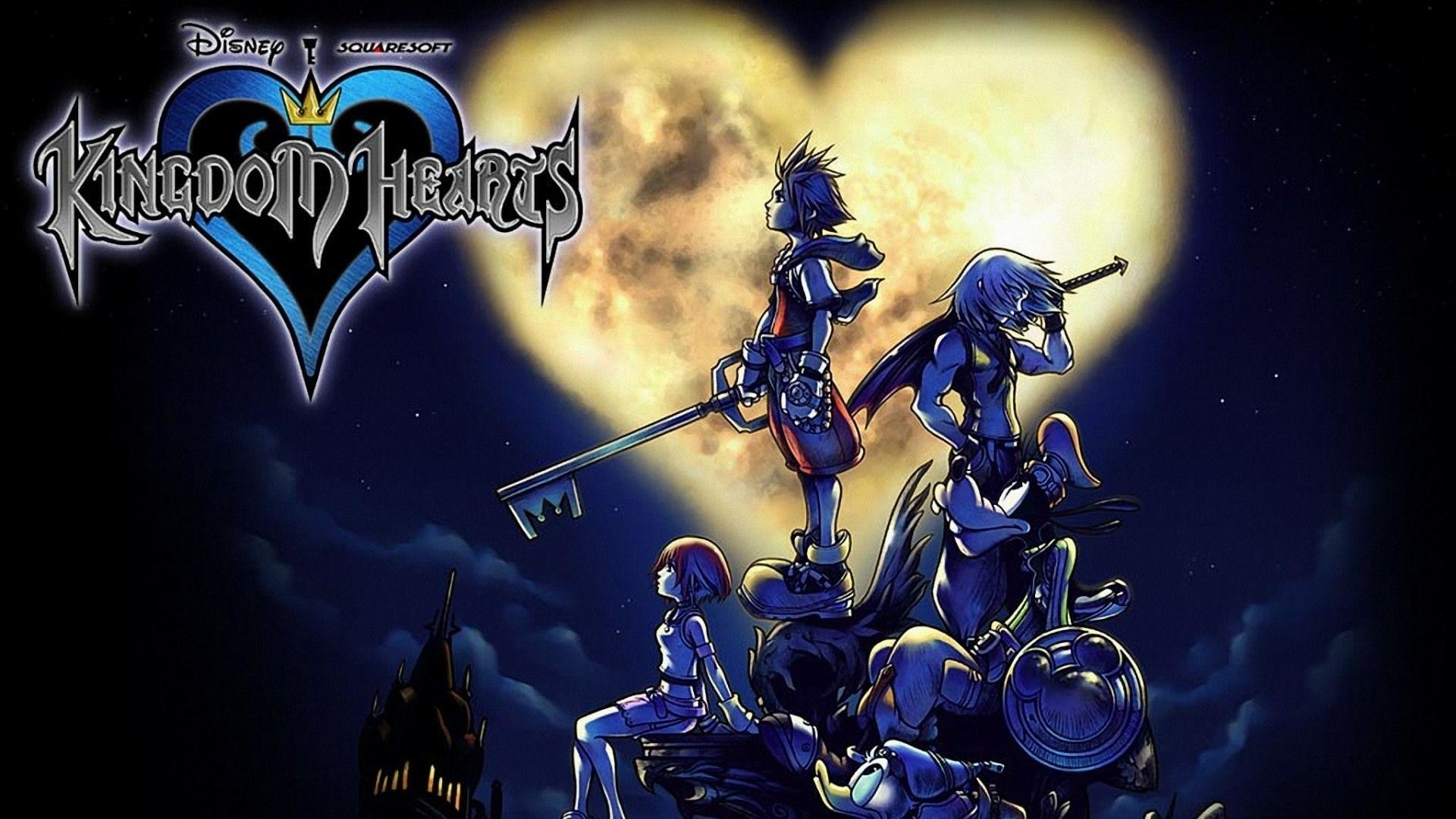 Kingdom Hearts, Sora, Riku, Kairi, Kingdom Hearts (cuore), Notte, sfondo desktop 1920x1080