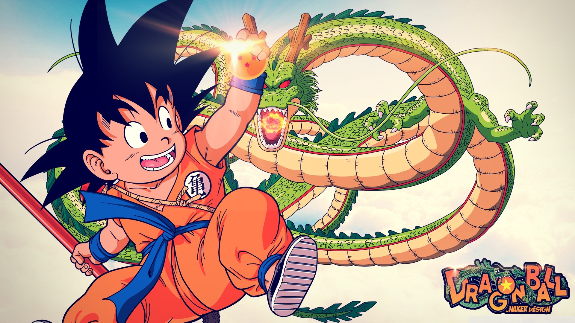Goku, Shenron, Dragon Ball, Logo, 16:9 Full HD, sfondo widescreen