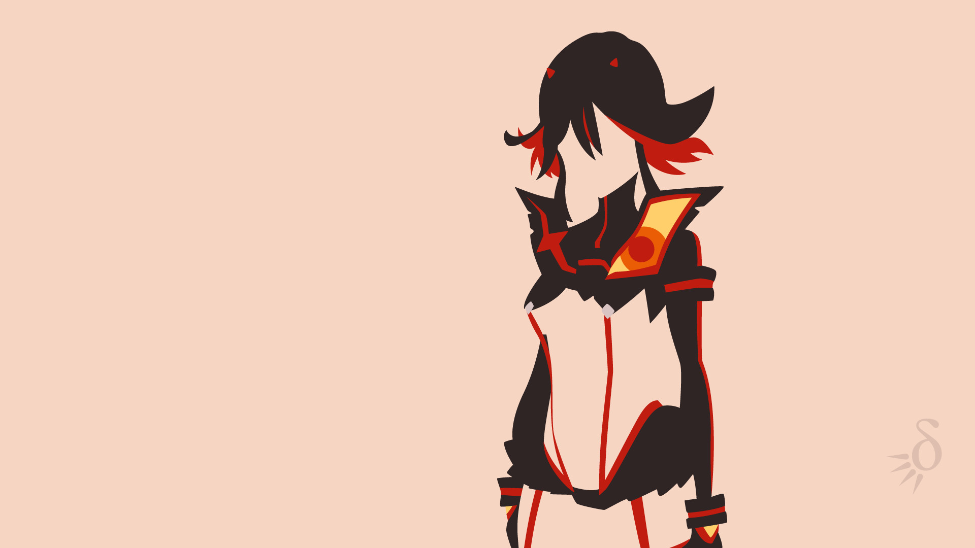 Ryuko Matoi, Kill la Kill, Senketsu, Minimalista, Beige, Full HD, sfondo per portatile