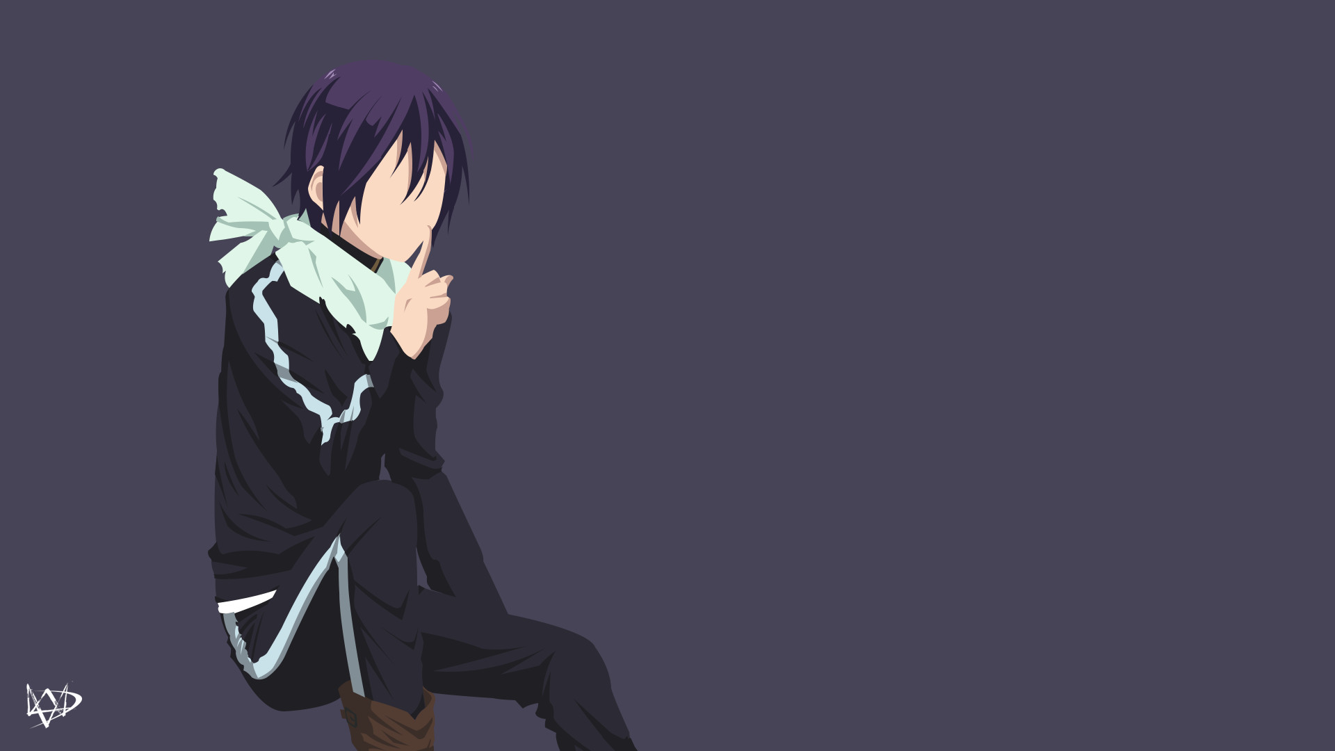 Yato, Noragami, Minimalista, Sfondo grigio, Vettoriale, 16:9 Full HD, wallpaper widescreen