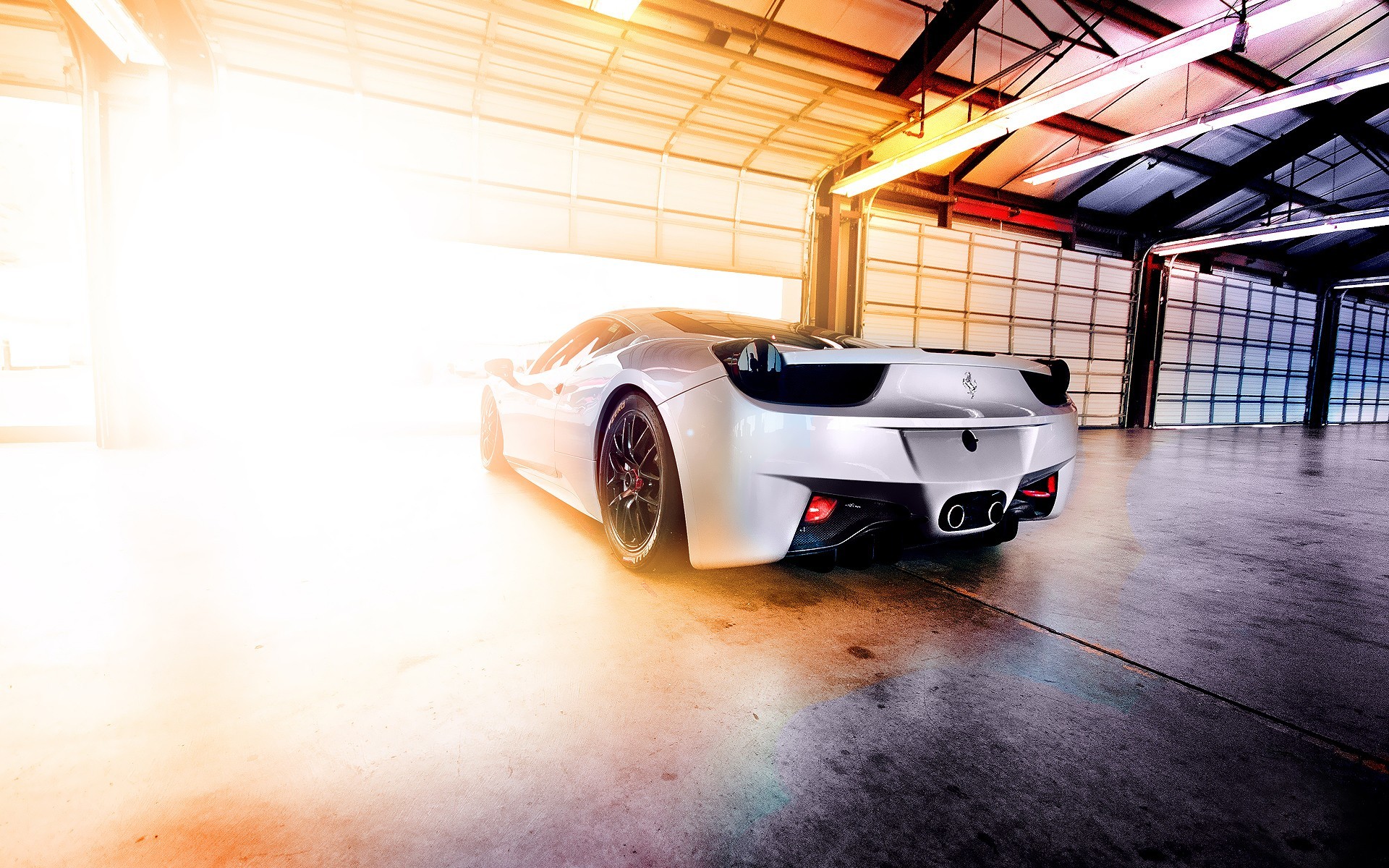 Ferrari 458 Italia, Supercar, Garage, Auto bianca, 1920x1200, sfondo per PC