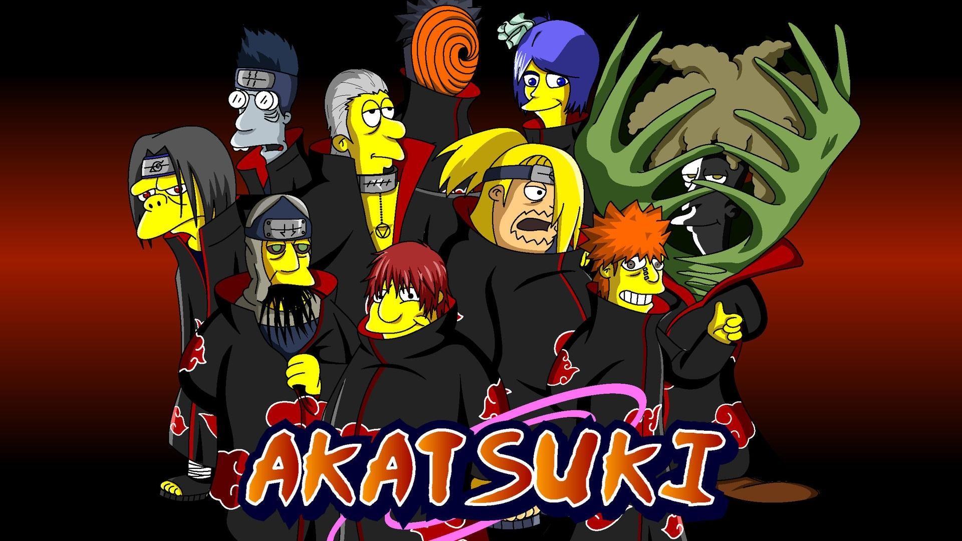 Akatsuki, I Simpson, Parodia, Crossover, Full HD, sfondo Windows 11