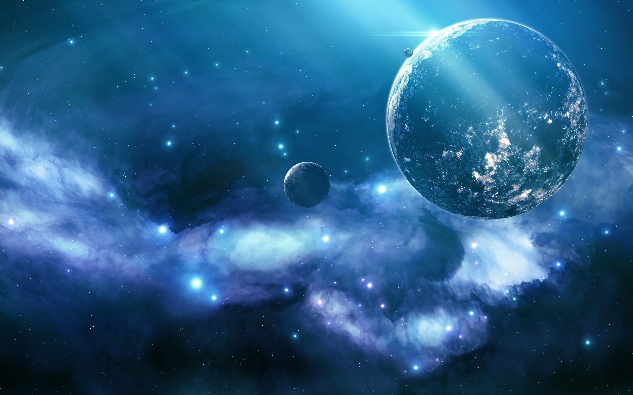 Pianeta, Nebulosa, Blu, 2K 1600p, sfondo desktop