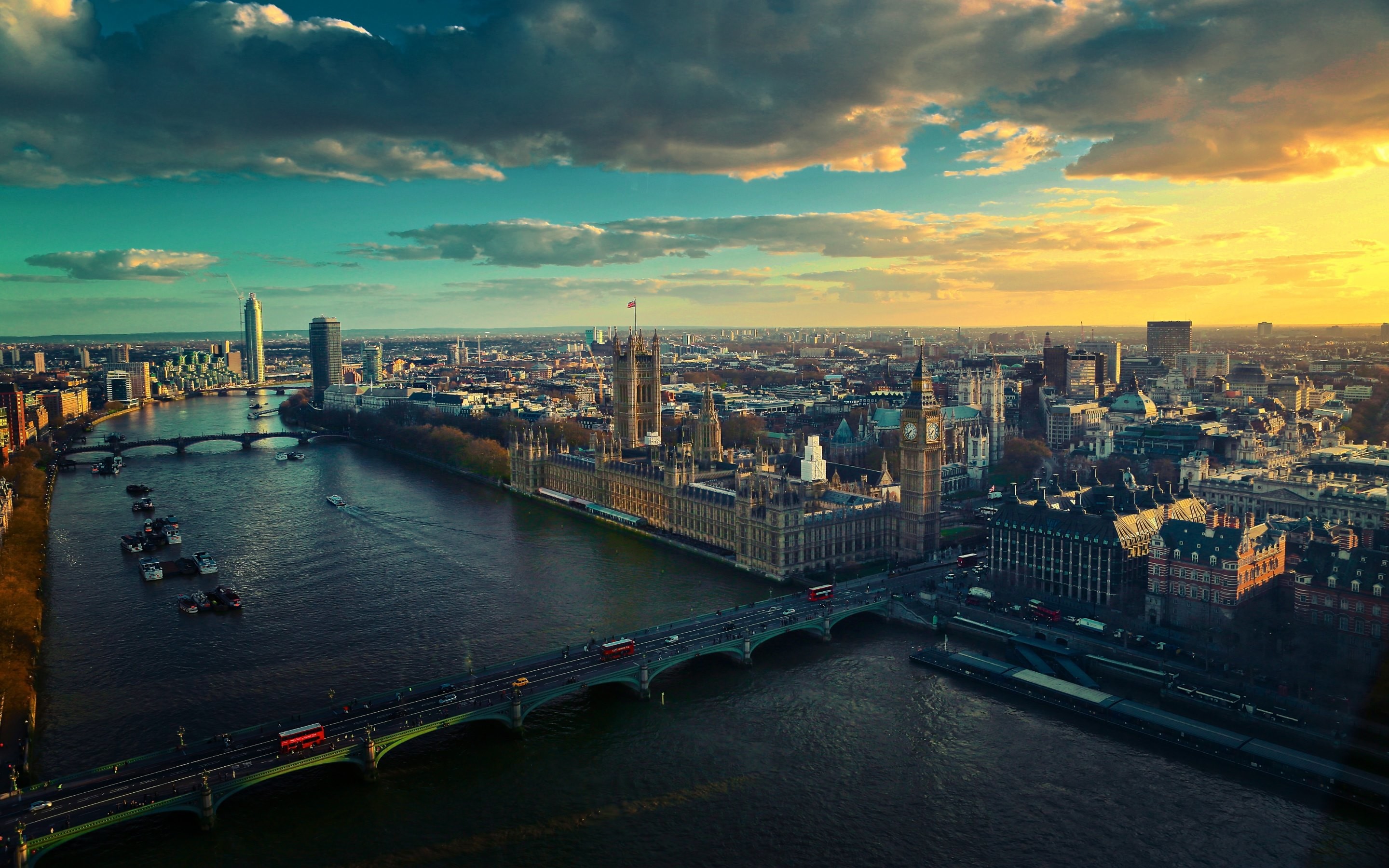 Tamigi, Londra, Vista aerea, Ponti, 2880x1800, sfondo MacBook Pro