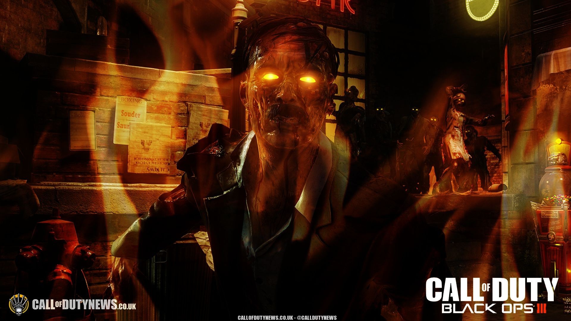 Call of Duty: Black Ops III, Shadows of Evil, Zombie, Fuoco, Full HD, wallpaper per PC
