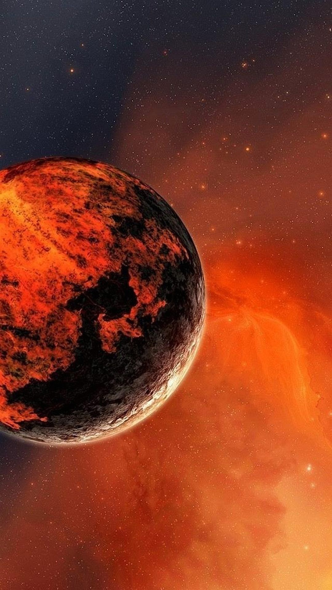 Pianeta, Spazio, Arancione, Fantascienza, Full HD, sfondo per smartphone