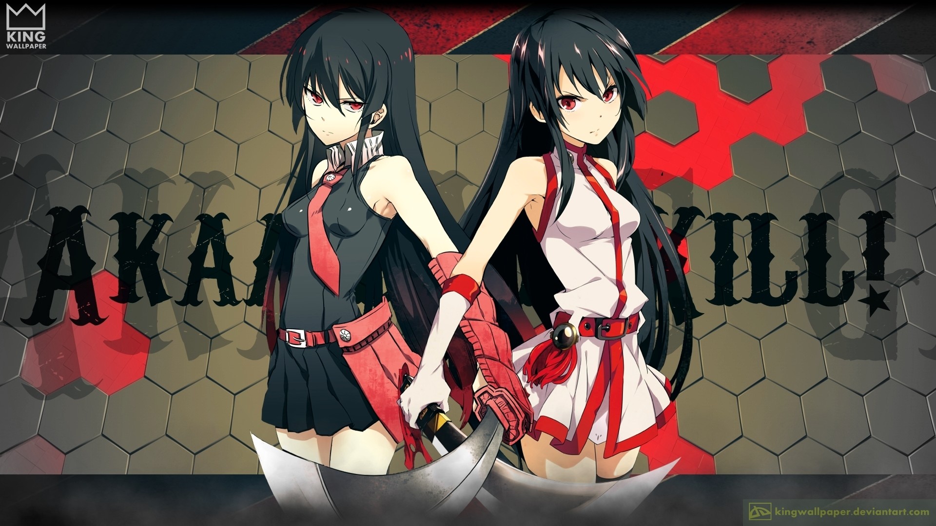Akame, Kurome, Akame ga Kill!, Logo, Esagoni, Full HD, sfondo per PC