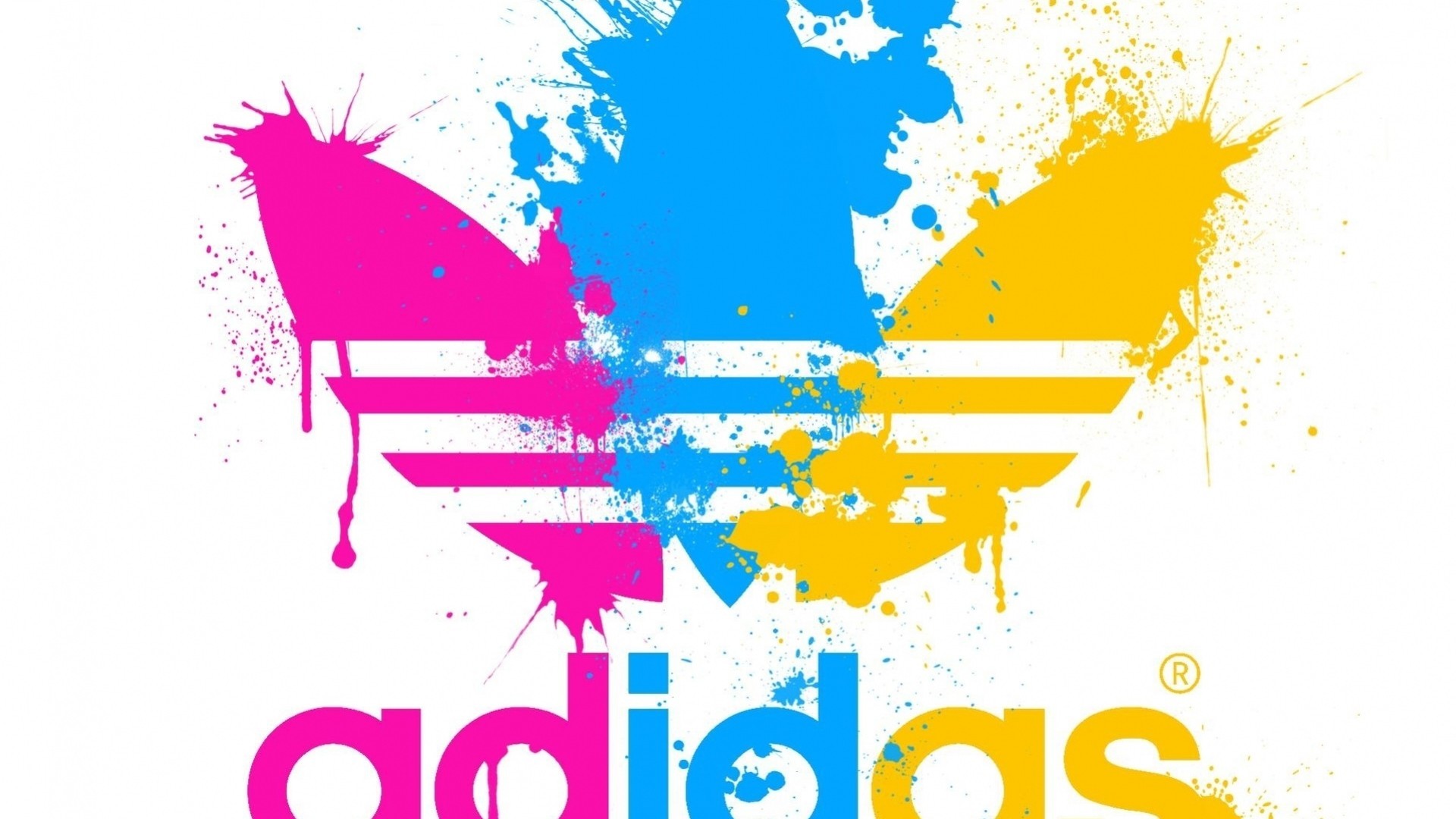 Adidas Originals, Logo trifoglio, Schizzi di vernice, CMYK, 1920x1080, sfondo per PC